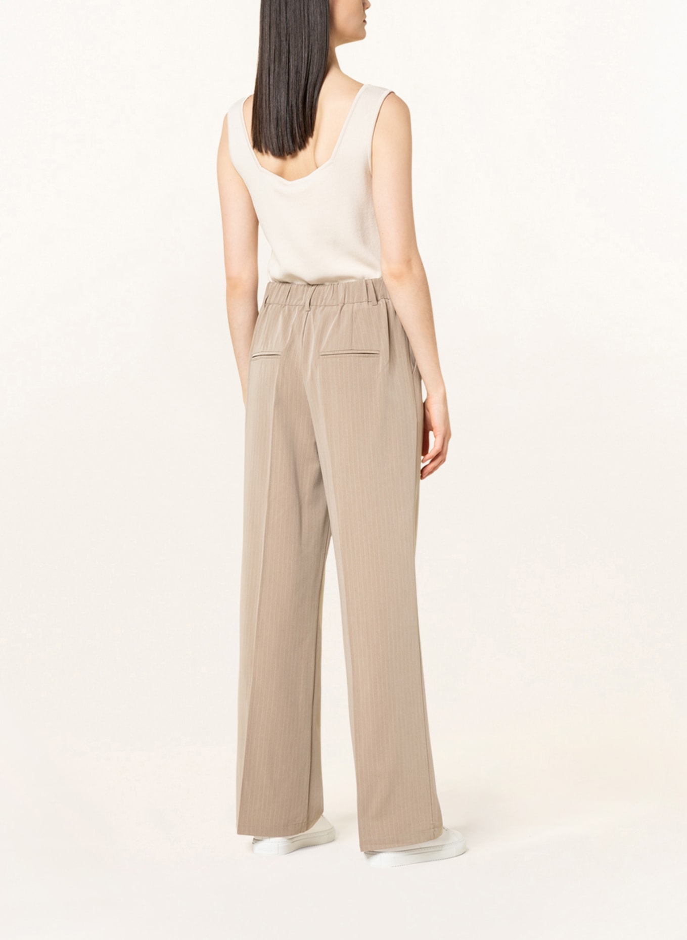 FREEQUENT Wide leg trousers FQKITTAY, Color: TAUPE/ WHITE (Image 3)