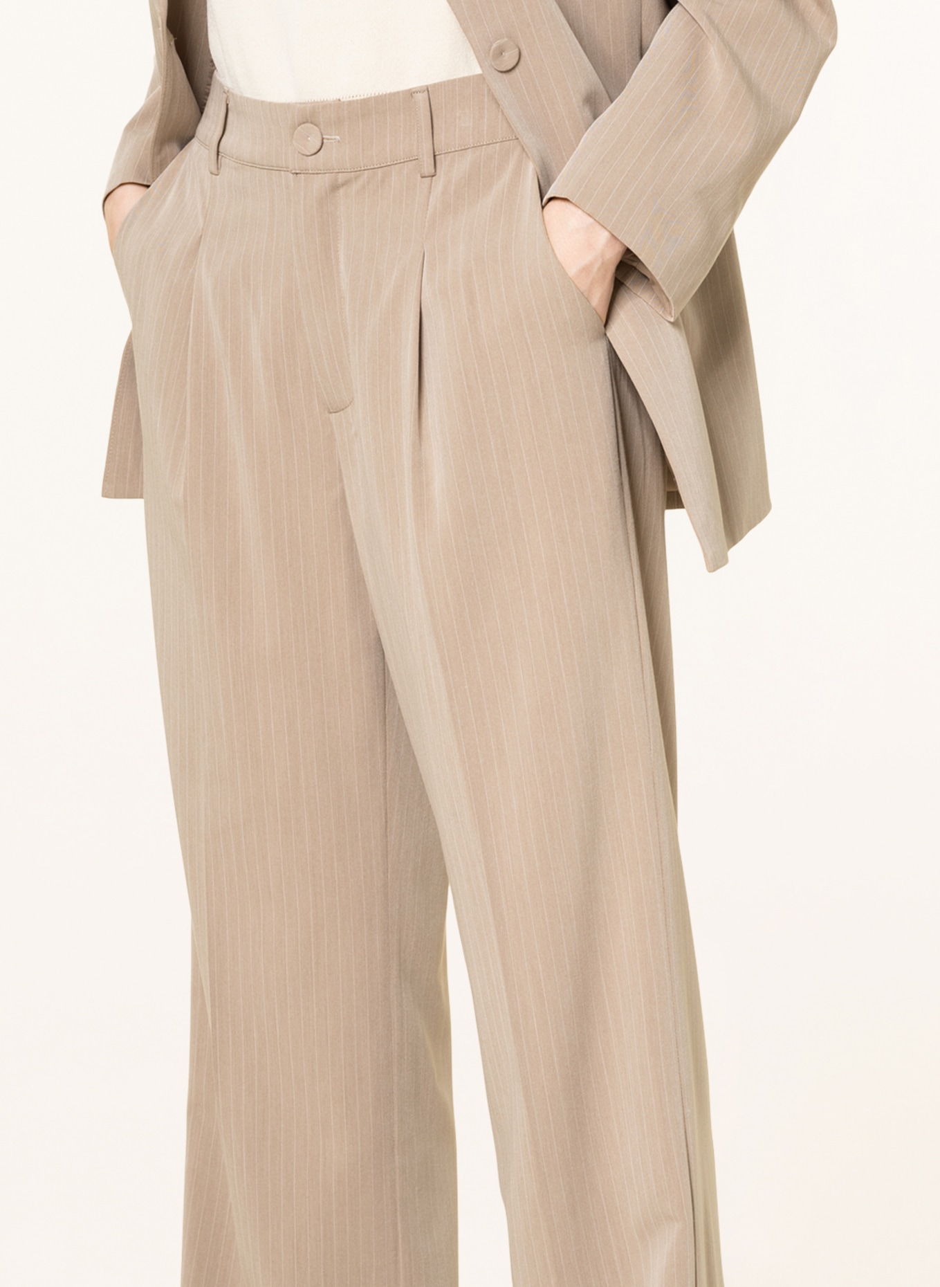 FREEQUENT Wide leg trousers FQKITTAY, Color: TAUPE/ WHITE (Image 5)