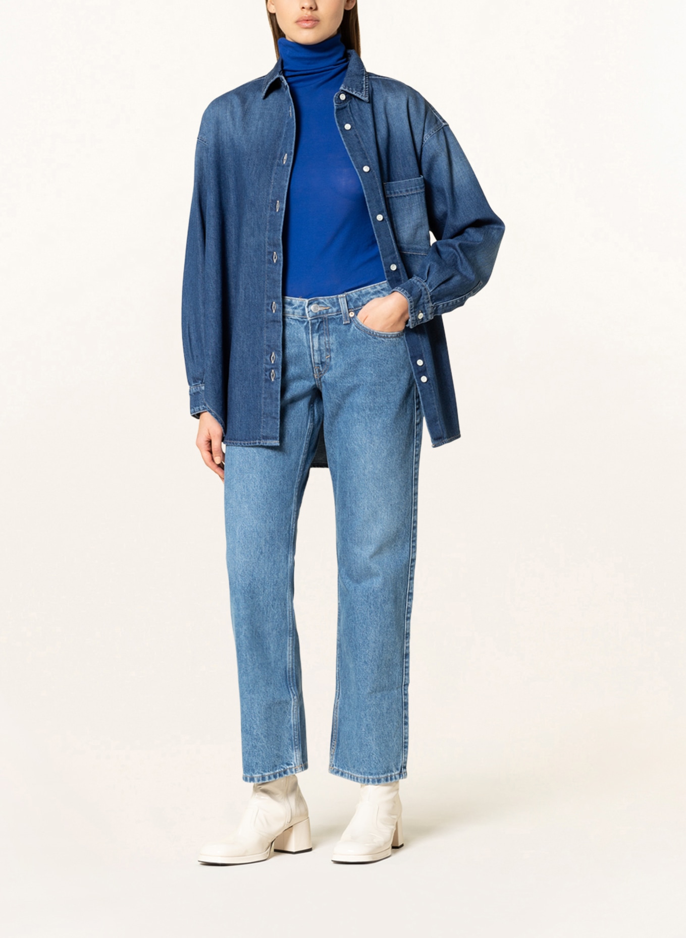 WEEKDAY Straight Jeans, Farbe: 75-101 Blue Medium Dusty Harper Blue (Bild 2)