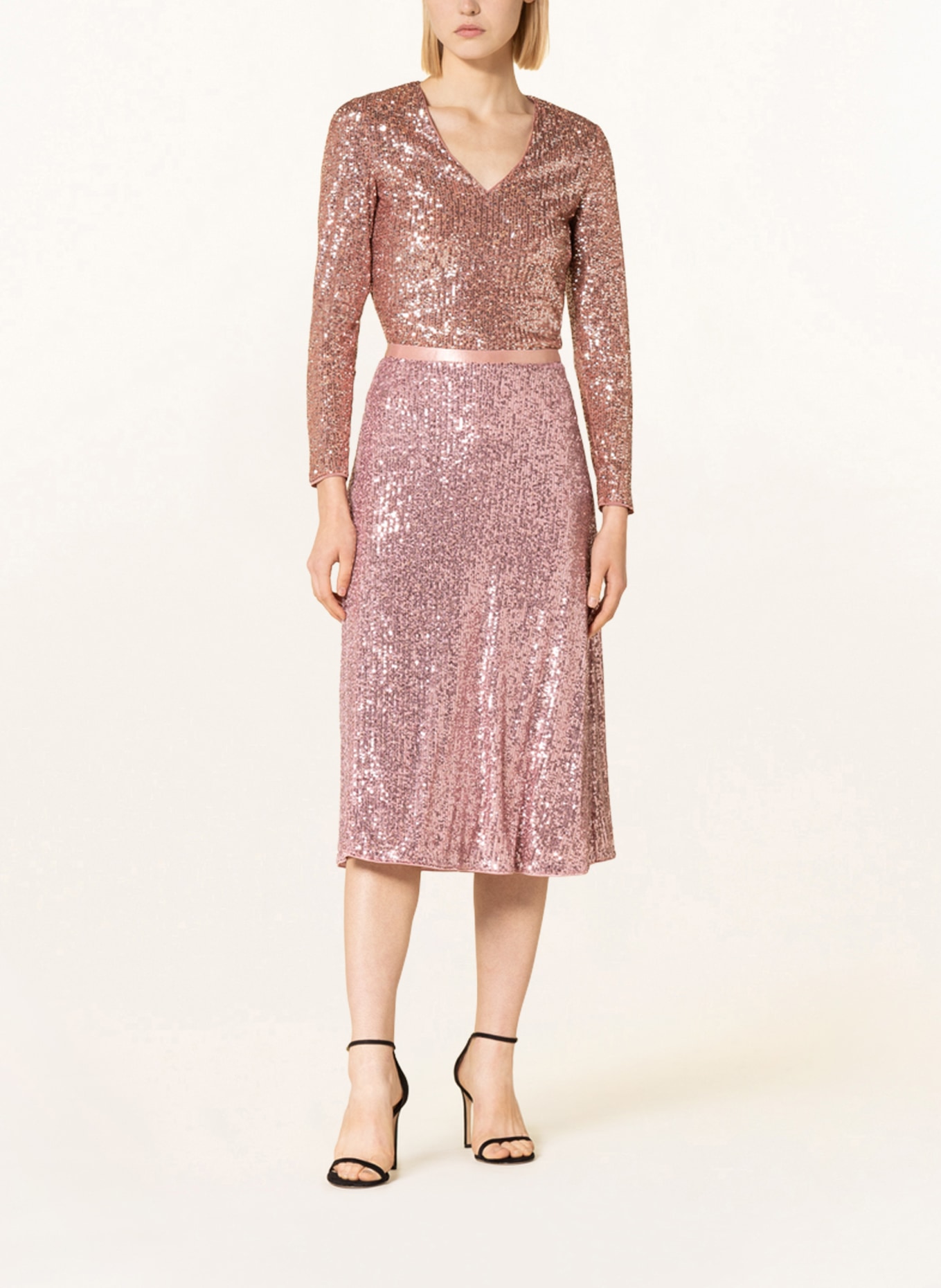 V by Vera Mont Shirt blouse with sequins , Color: ROSE/ SILVER (Image 2)