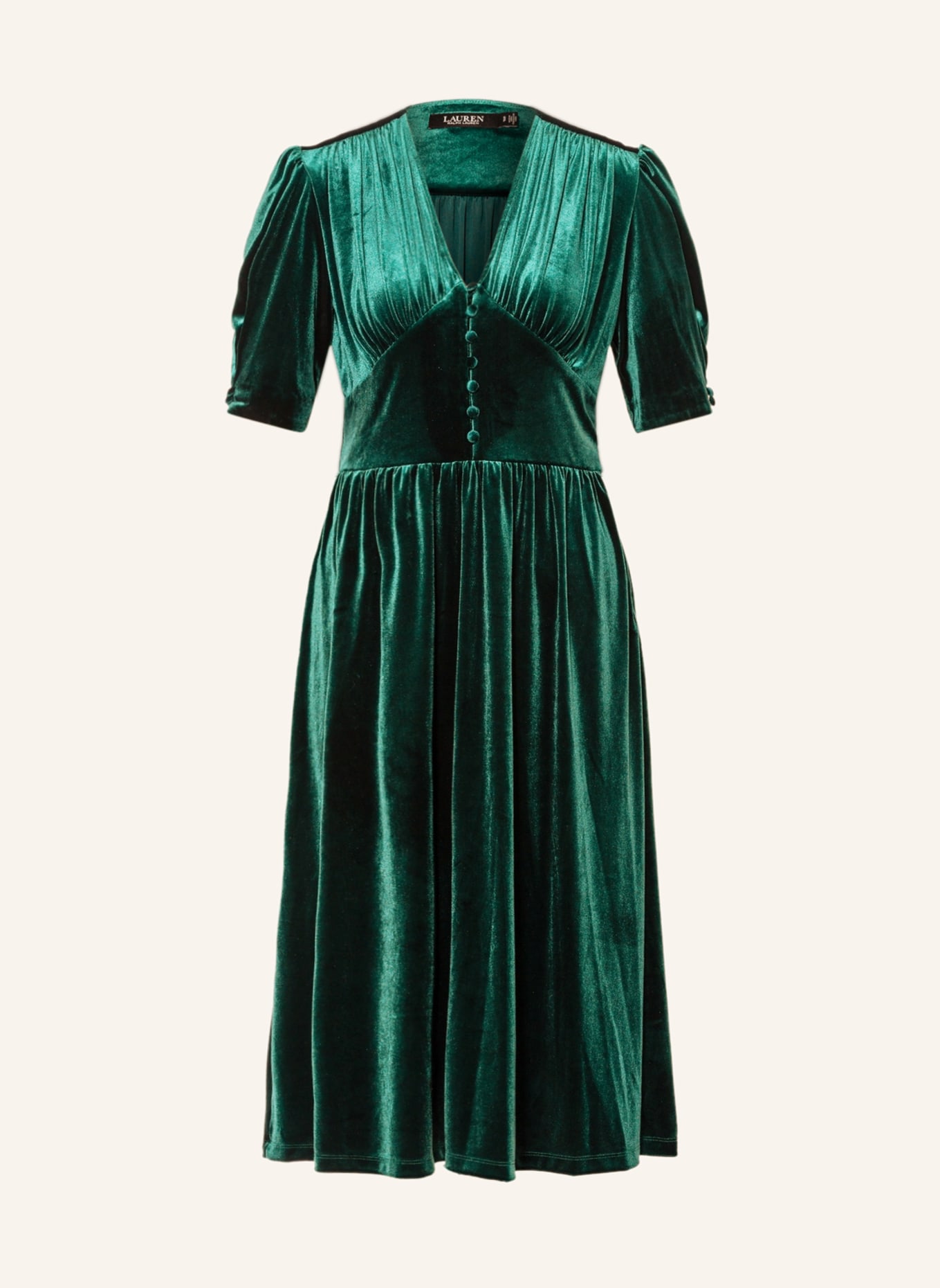 LAUREN RALPH LAUREN Samtkleid VINYAMIN: DUNKELGRÜN