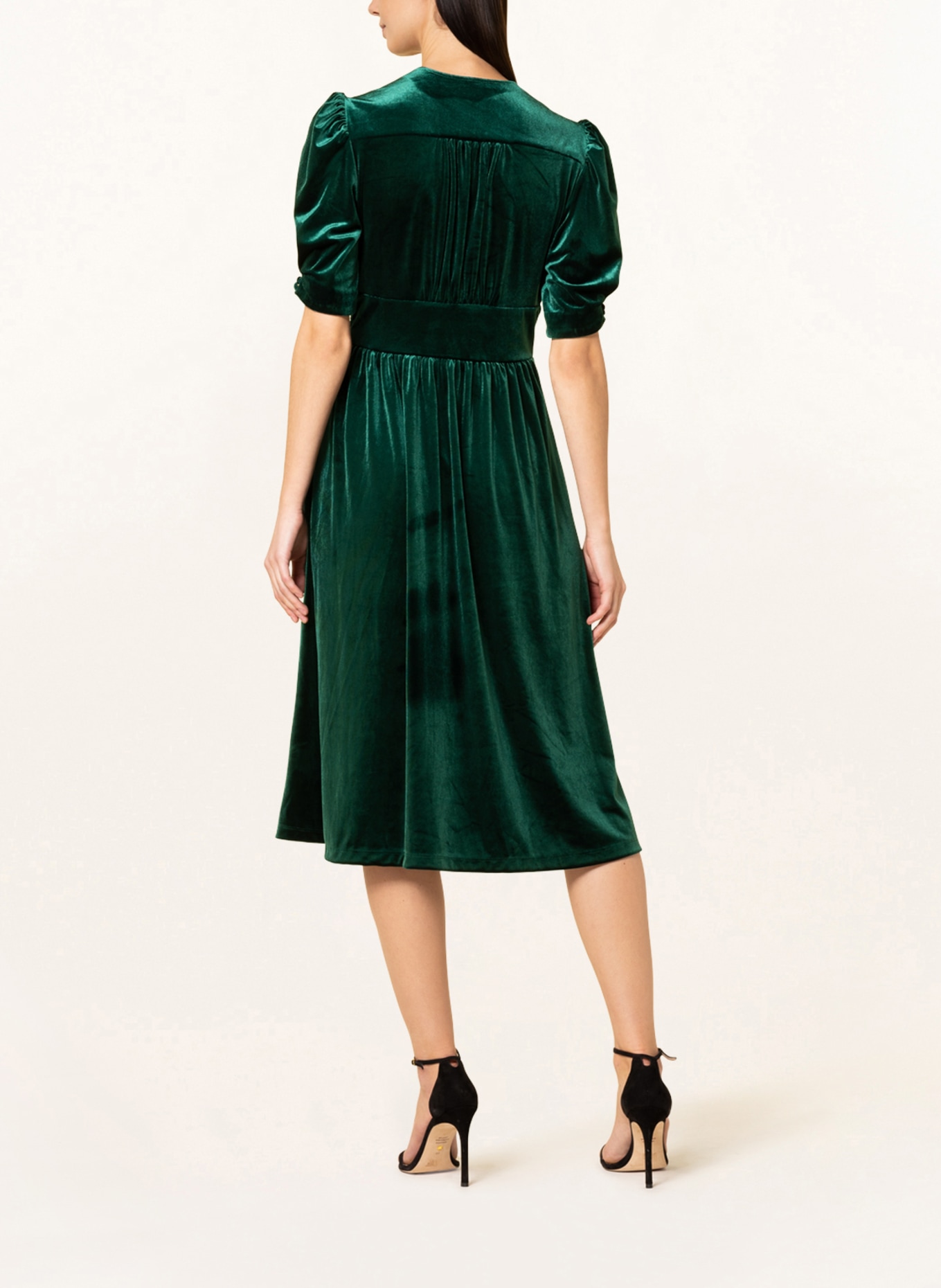 LAUREN RALPH LAUREN Samtkleid VINYAMIN: DUNKELGRÜN