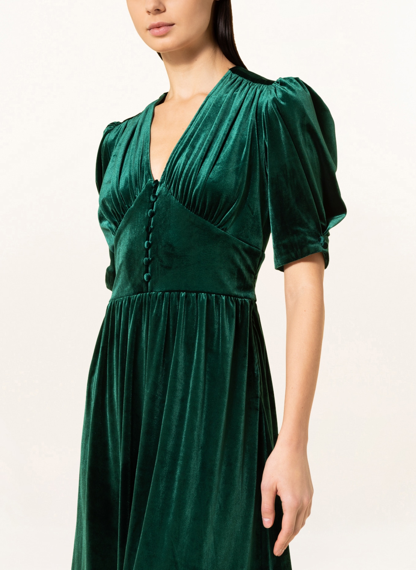 LAUREN RALPH LAUREN Samtkleid VINYAMIN: DUNKELGRÜN