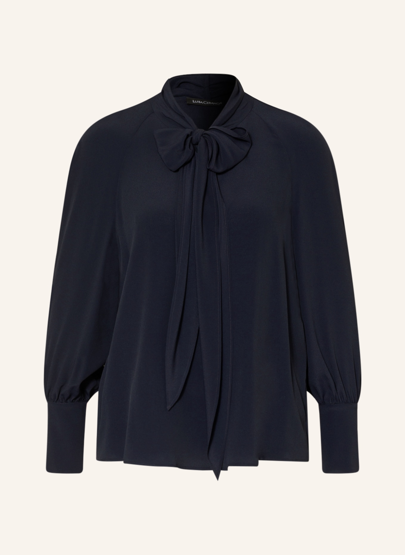 LUISA CERANO Bow-tie blouse with silk, Color: DARK BLUE (Image 1)