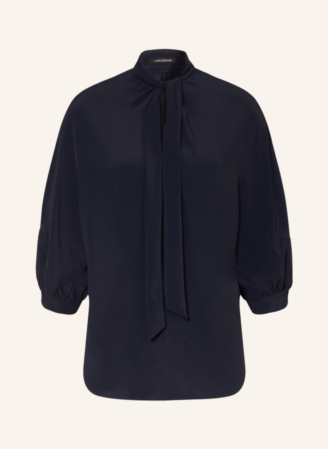 LUISA CERANO Bow-tie blouse with 3/4 sleeves and silk, Color: DARK BLUE (Image 1)