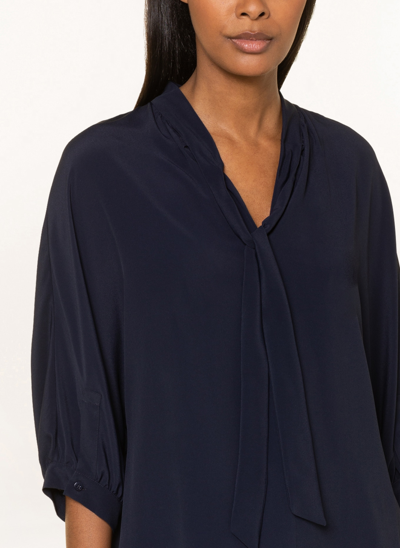 LUISA CERANO Bow-tie blouse with 3/4 sleeves and silk, Color: DARK BLUE (Image 4)