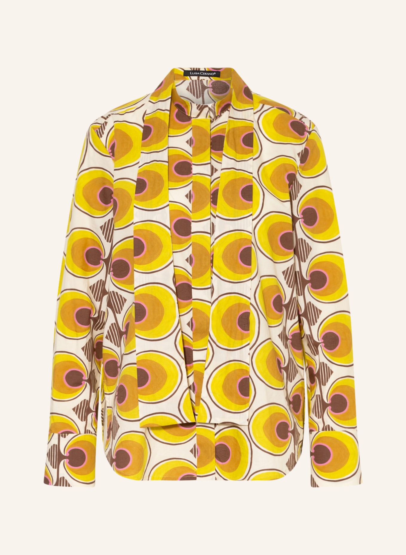 LUISA CERANO Bluse mit abnehmbarer Schluppe, Farbe: DUNKELGELB/ BRAUN/ ECRU(Bild null)