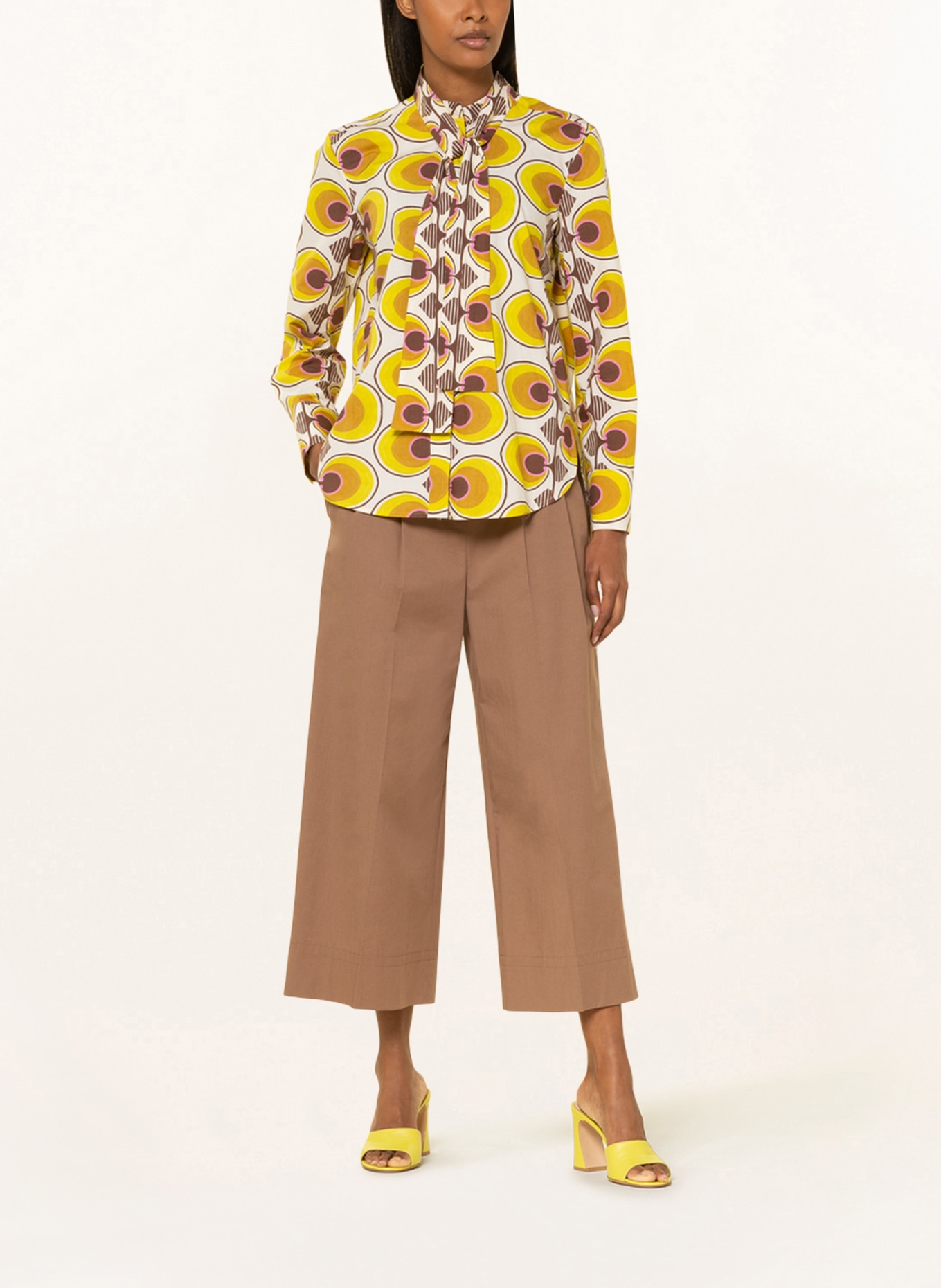 LUISA CERANO Bluse mit abnehmbarer Schluppe, Farbe: DUNKELGELB/ BRAUN/ ECRU (Bild 2)