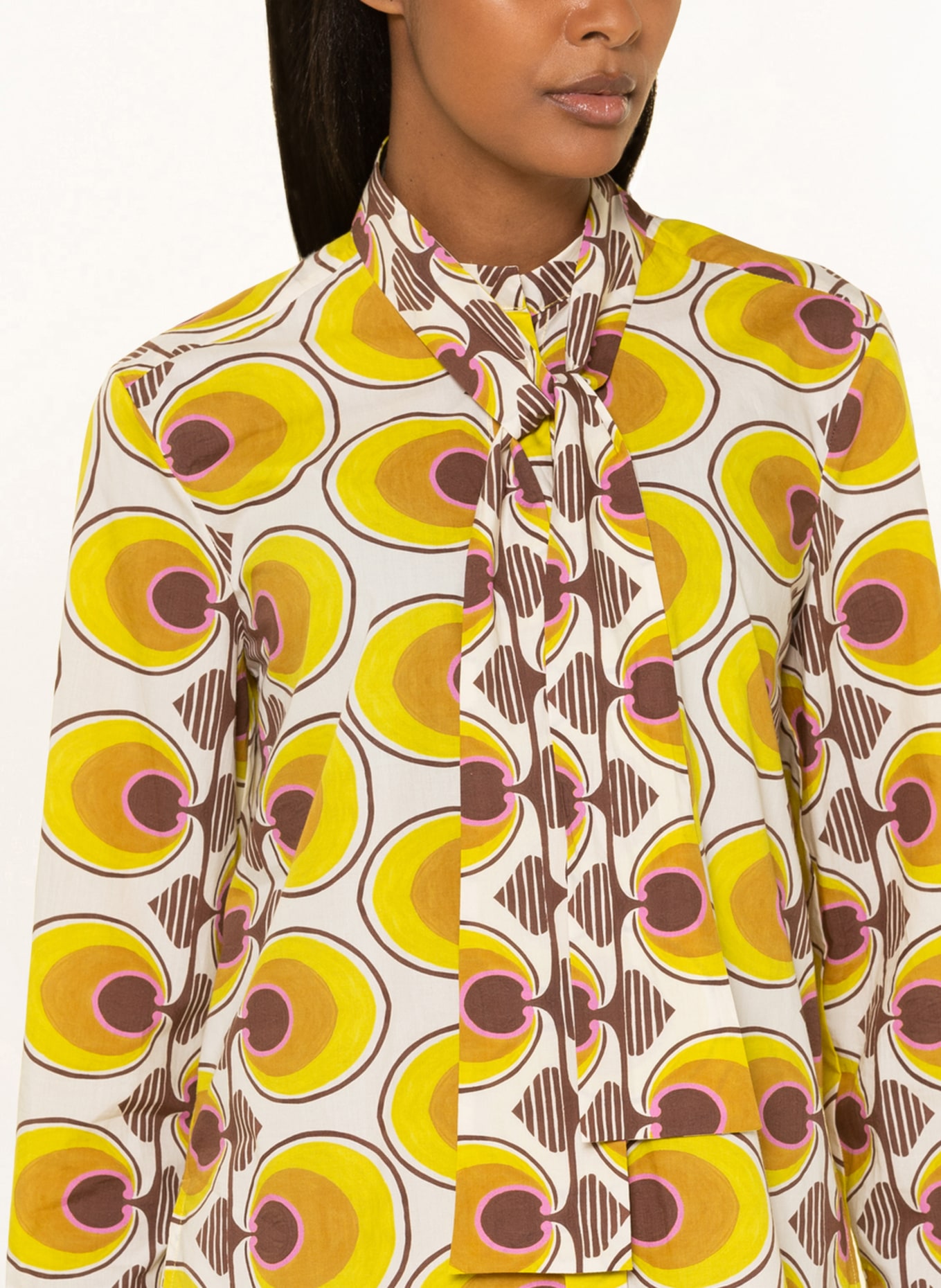LUISA CERANO Bluse mit abnehmbarer Schluppe, Farbe: DUNKELGELB/ BRAUN/ ECRU (Bild 4)