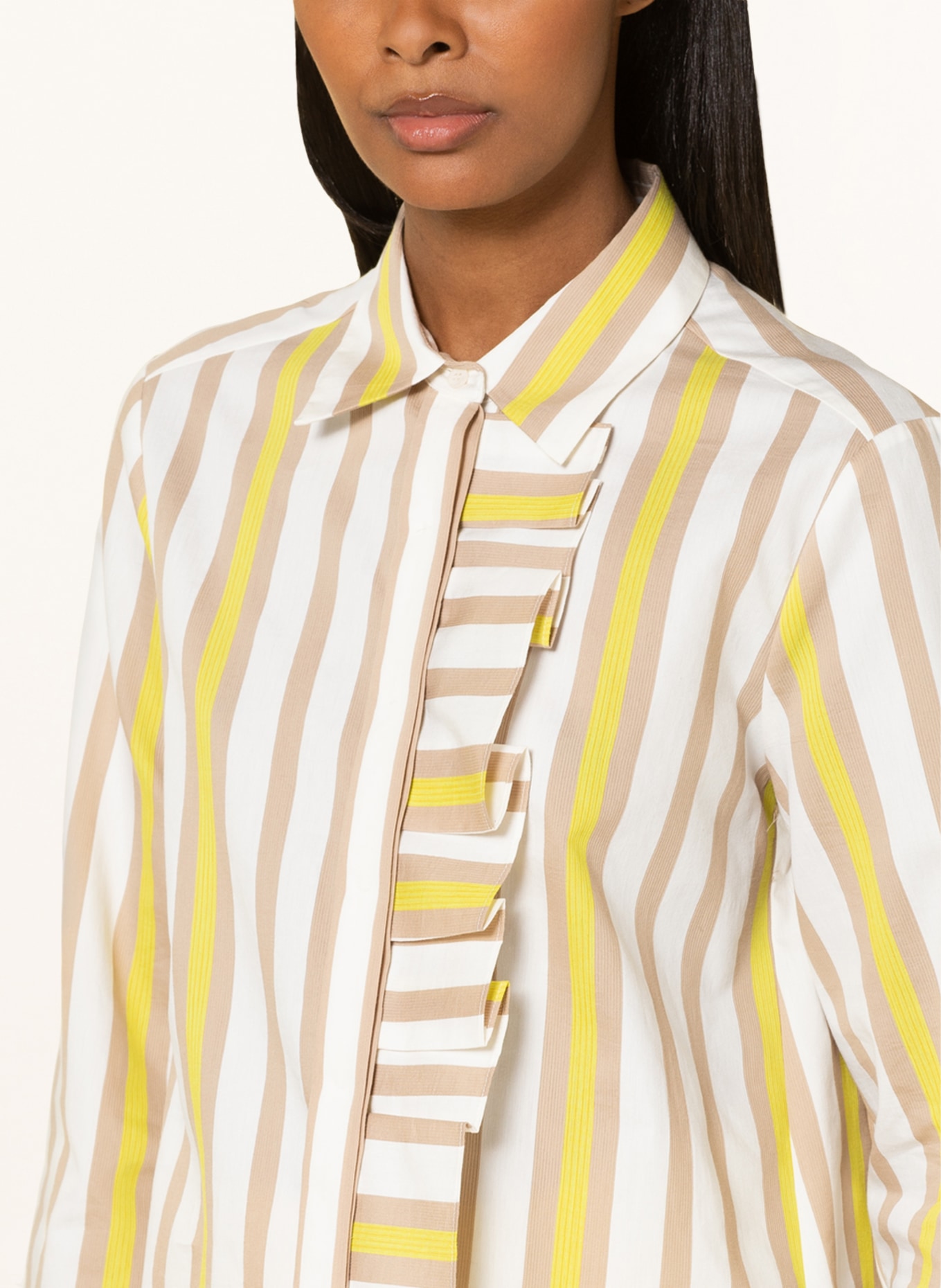 LUISA CERANO Shirt blouse, Color: WHITE/ BEIGE/ DARK YELLOW (Image 4)