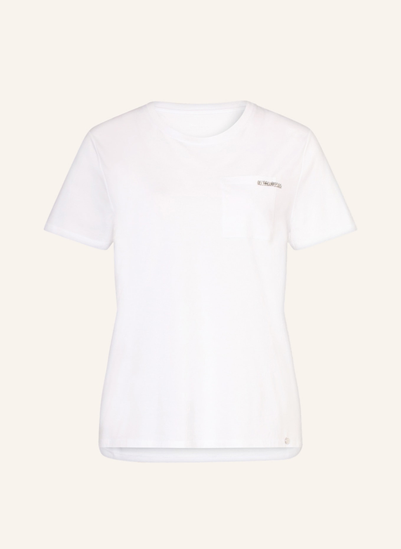 MARC CAIN T-shirt with decorative gems, Color: 100 WHITE (Image 1)