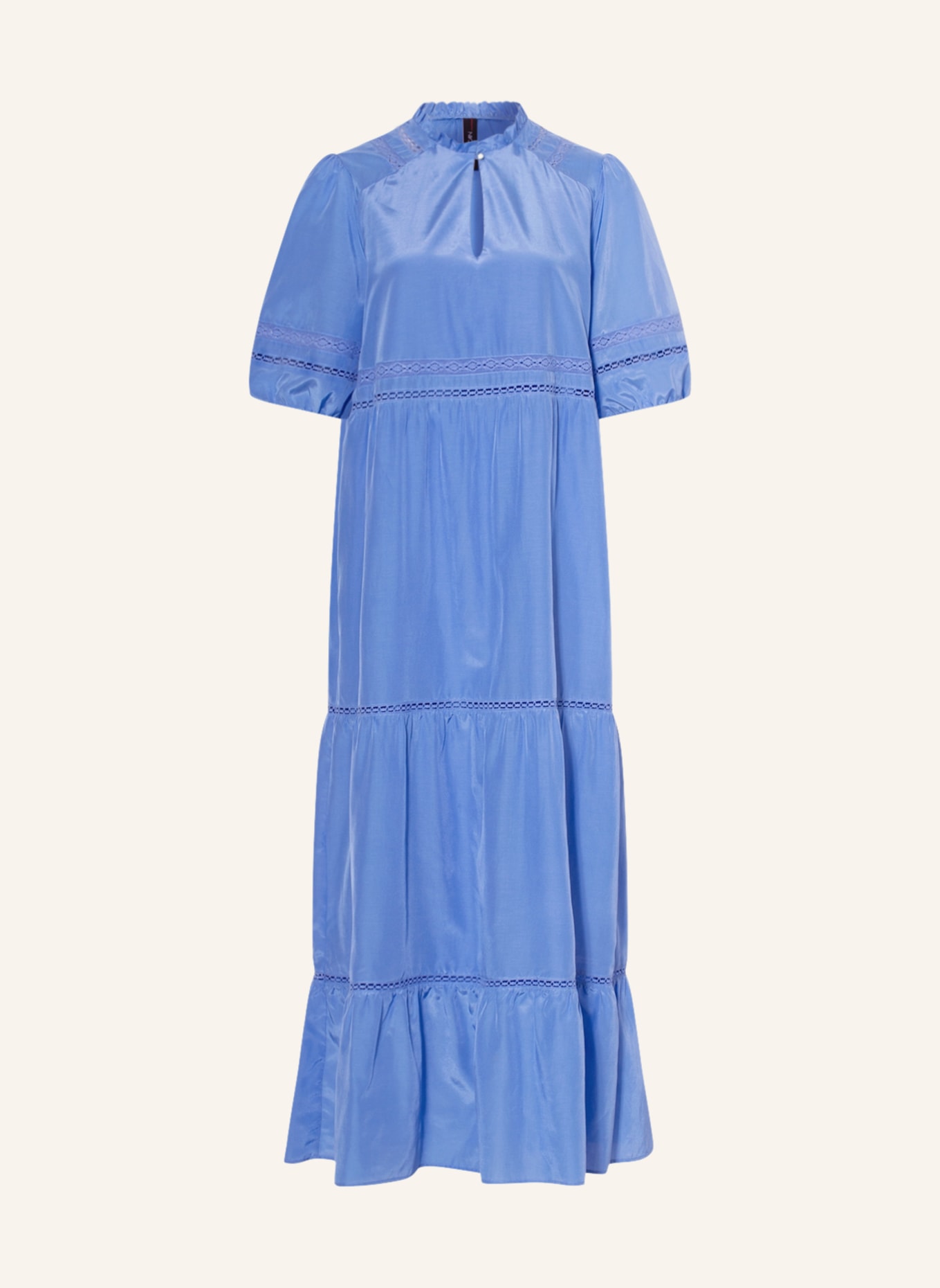 MARC CAIN Sukienka z dodatkiem jedwabiu i ażurowej koronki, Kolor: 360 azure (Obrazek 1)