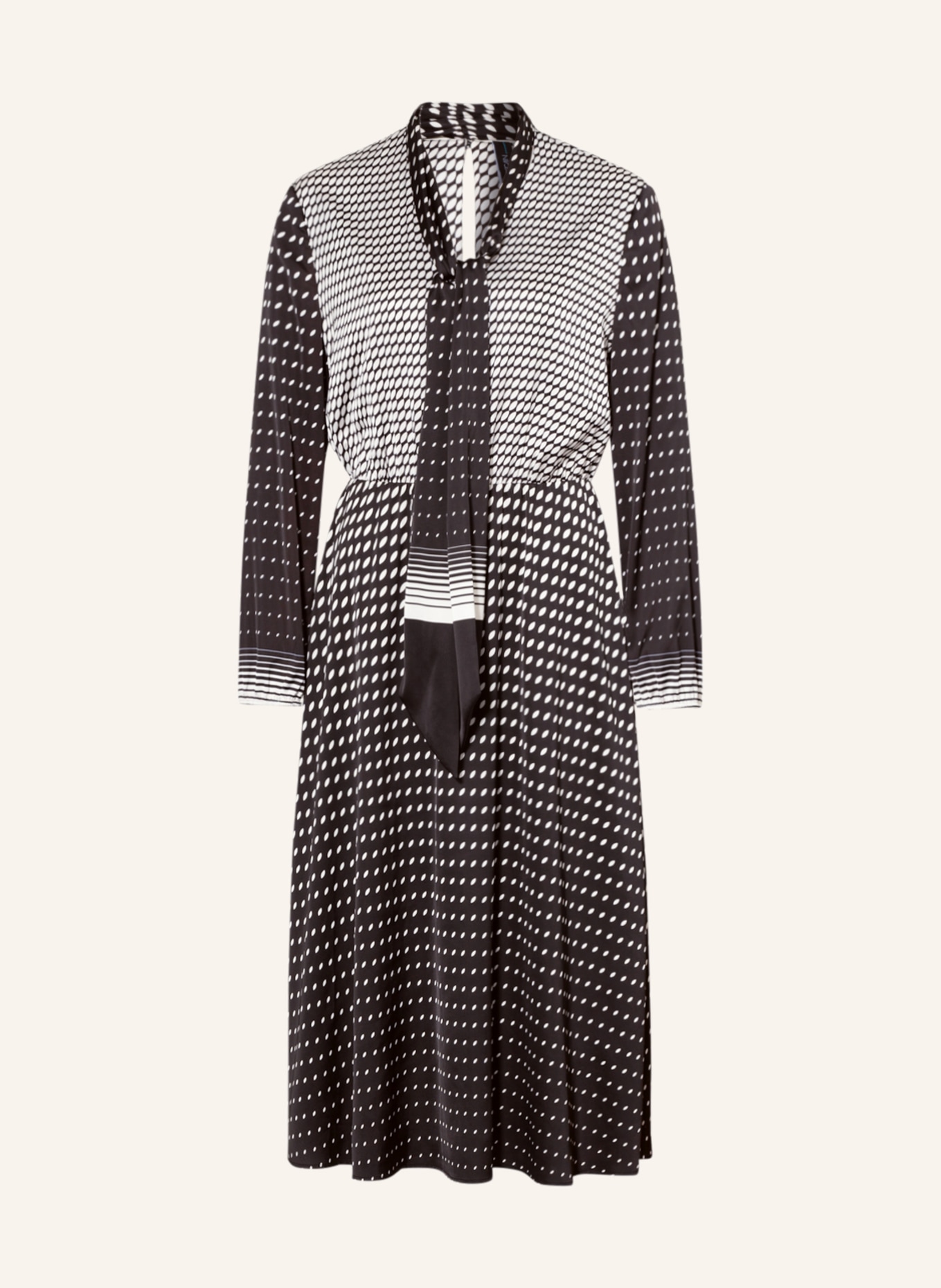 MARC CAIN Saténové šaty s vázačkou, Barva: 900 BLACK (Obrázek 1)