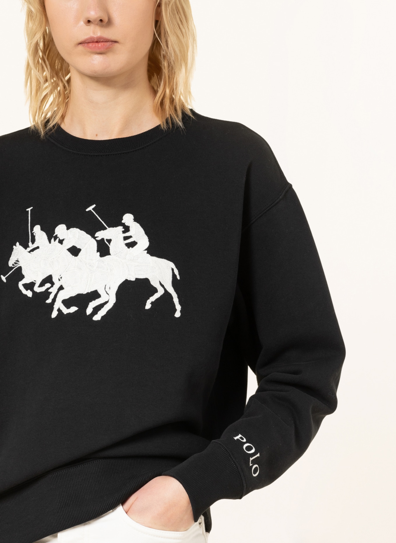 Black polo on sale hoodie white horse