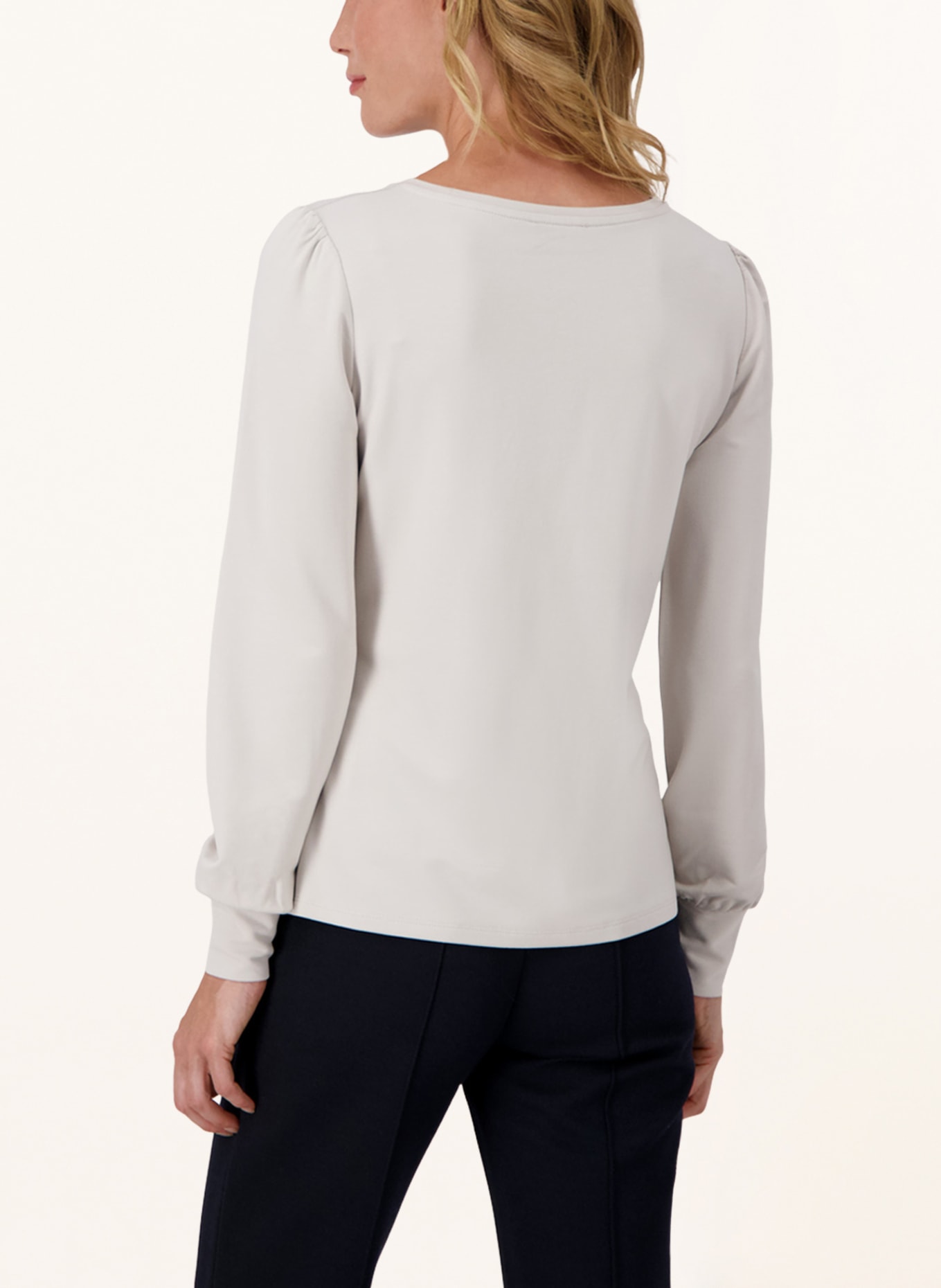monari Longsleeve mit Pailletten und Schmucksteinen: CREME