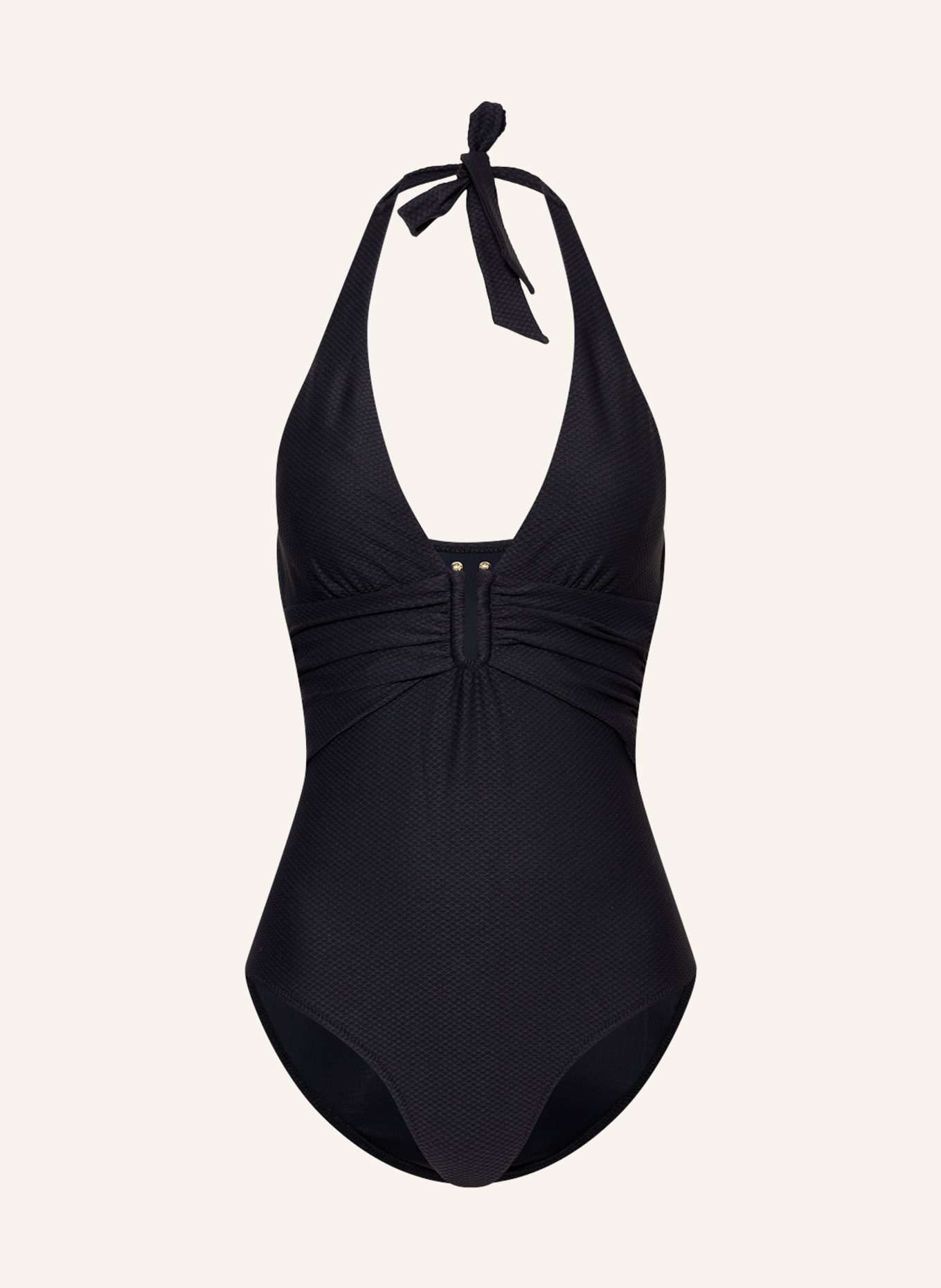 heidi klein Halter neck swimsuit CORE U BAR, Color: BLACK (Image 1)