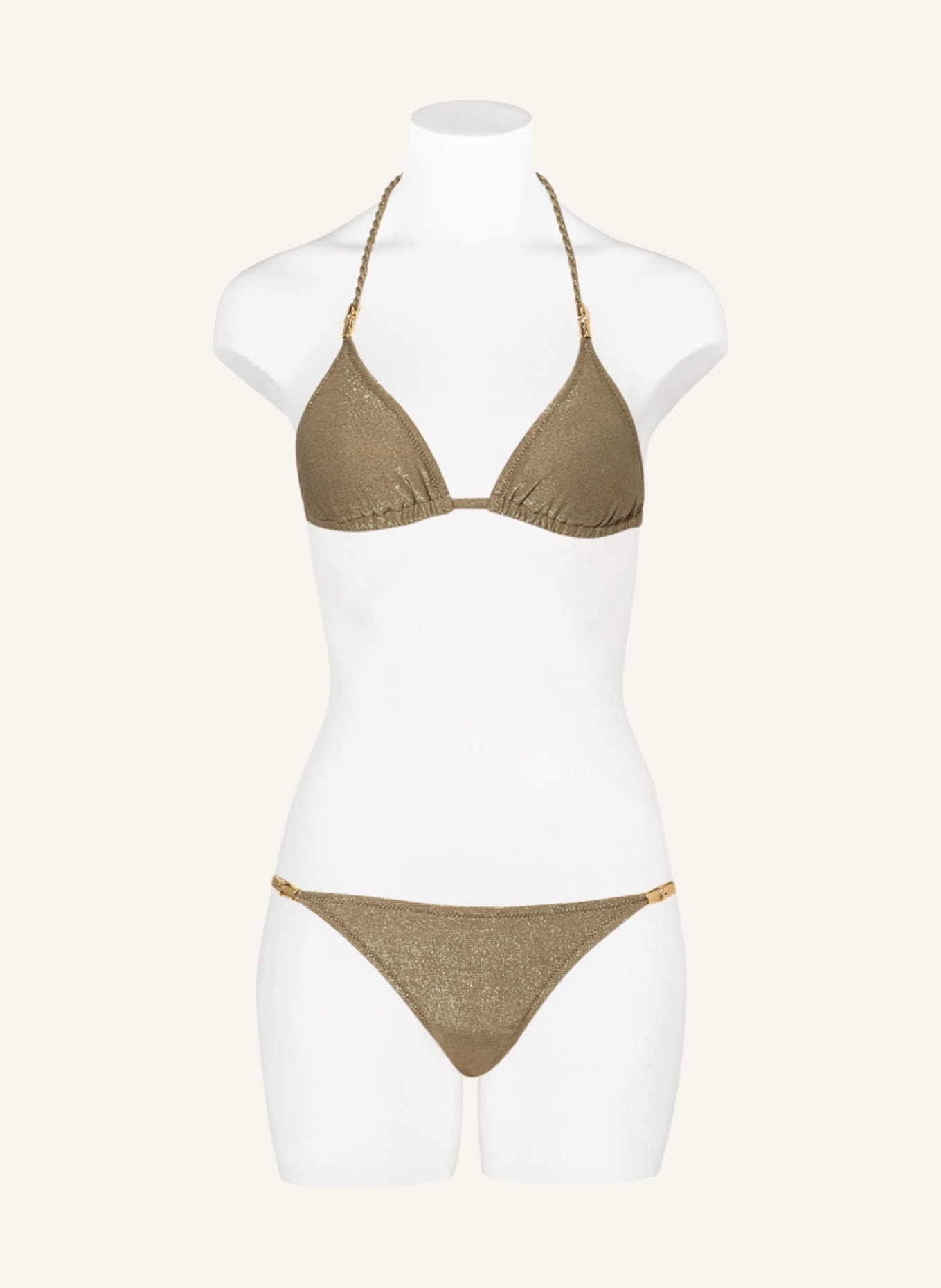 heidi klein Triangle bikini bottoms ECUADOR with glitter thread, Color: GREEN/ GOLD (Image 2)