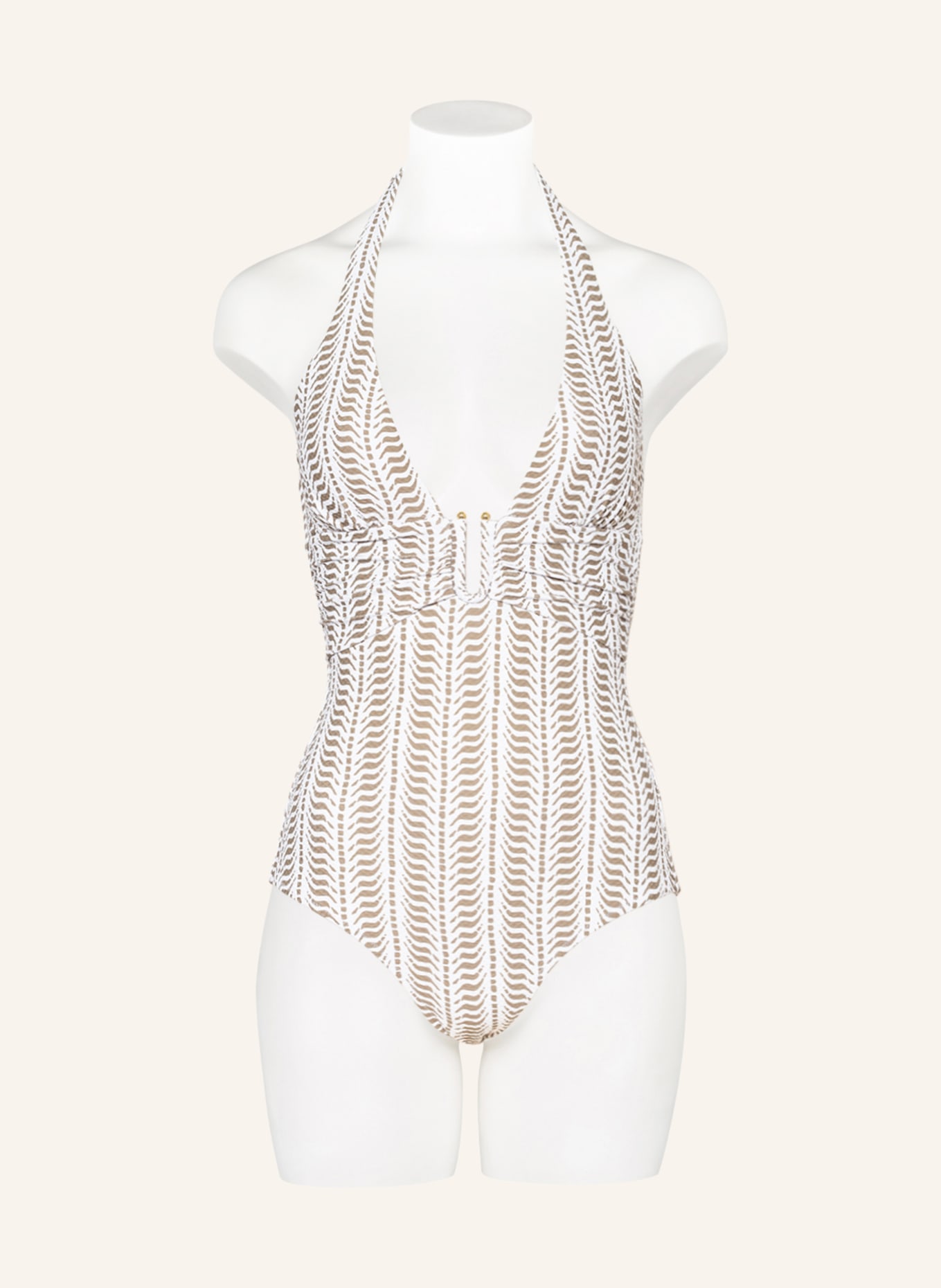 heidi klein Halter neck swimsuit RUM POINT, Color: WHITE/ TAUPE (Image 2)