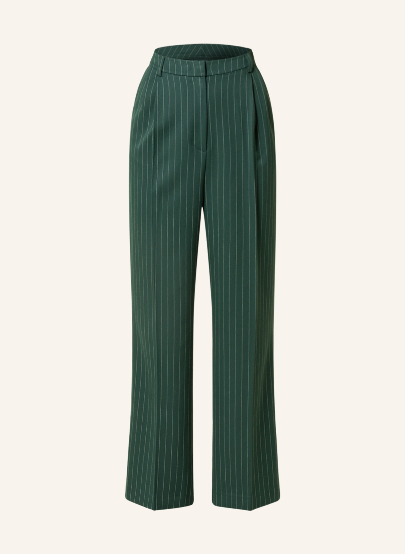 KARO KAUER Wide leg trousers , Color: GREEN/ ECRU (Image 1)