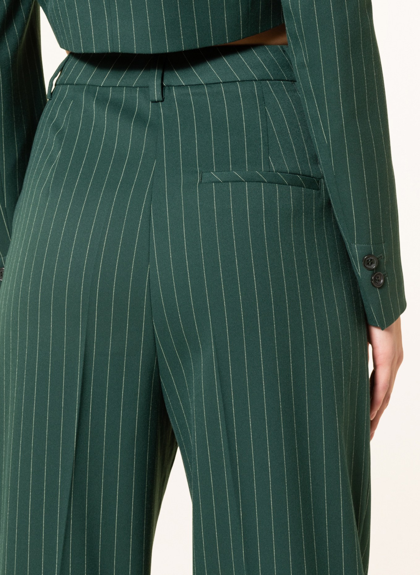 KARO KAUER Wide leg trousers , Color: GREEN/ ECRU (Image 5)