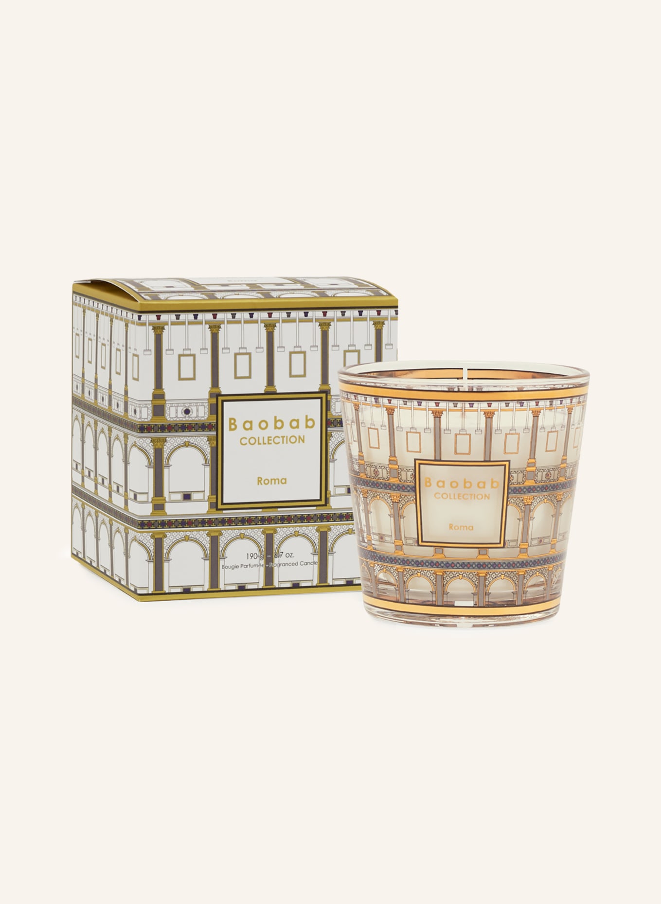 Baobab COLLECTION Duftkerze ROMA: WEISS / GRAU / GOLD