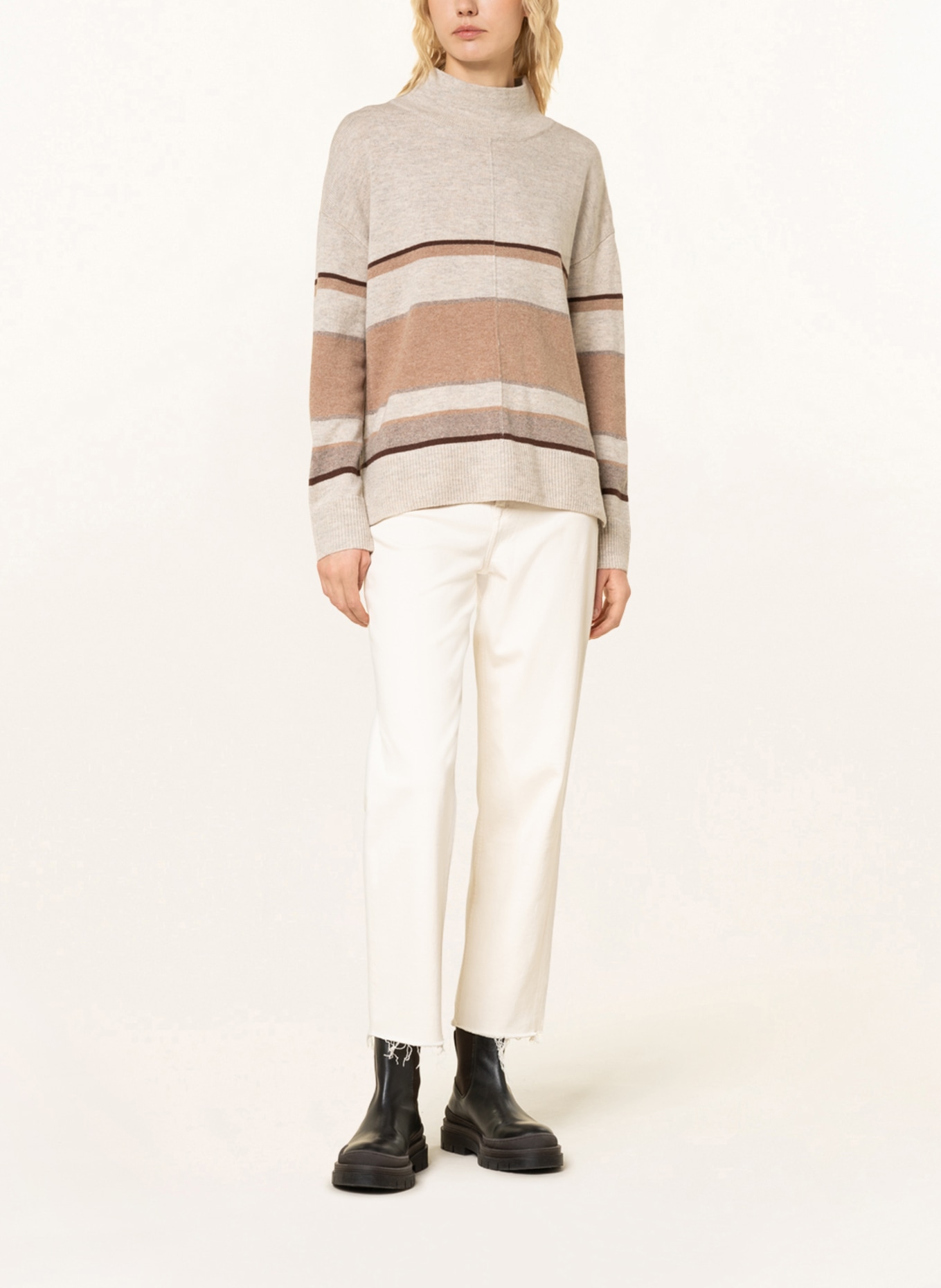 oui Sweater, Color: BEIGE/ ECRU/ DARK BROWN (Image 2)