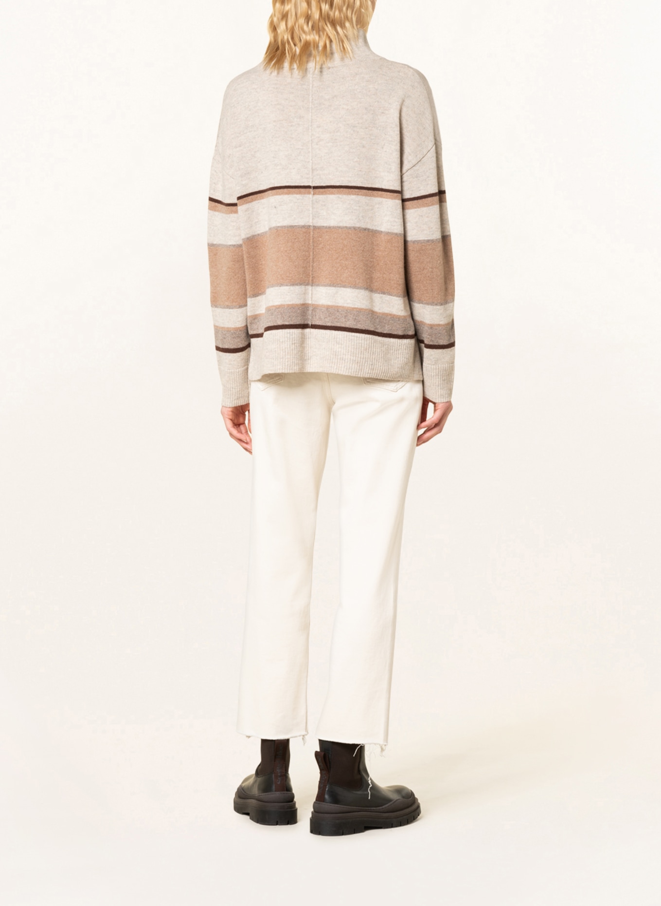 oui Sweater, Color: BEIGE/ ECRU/ DARK BROWN (Image 3)