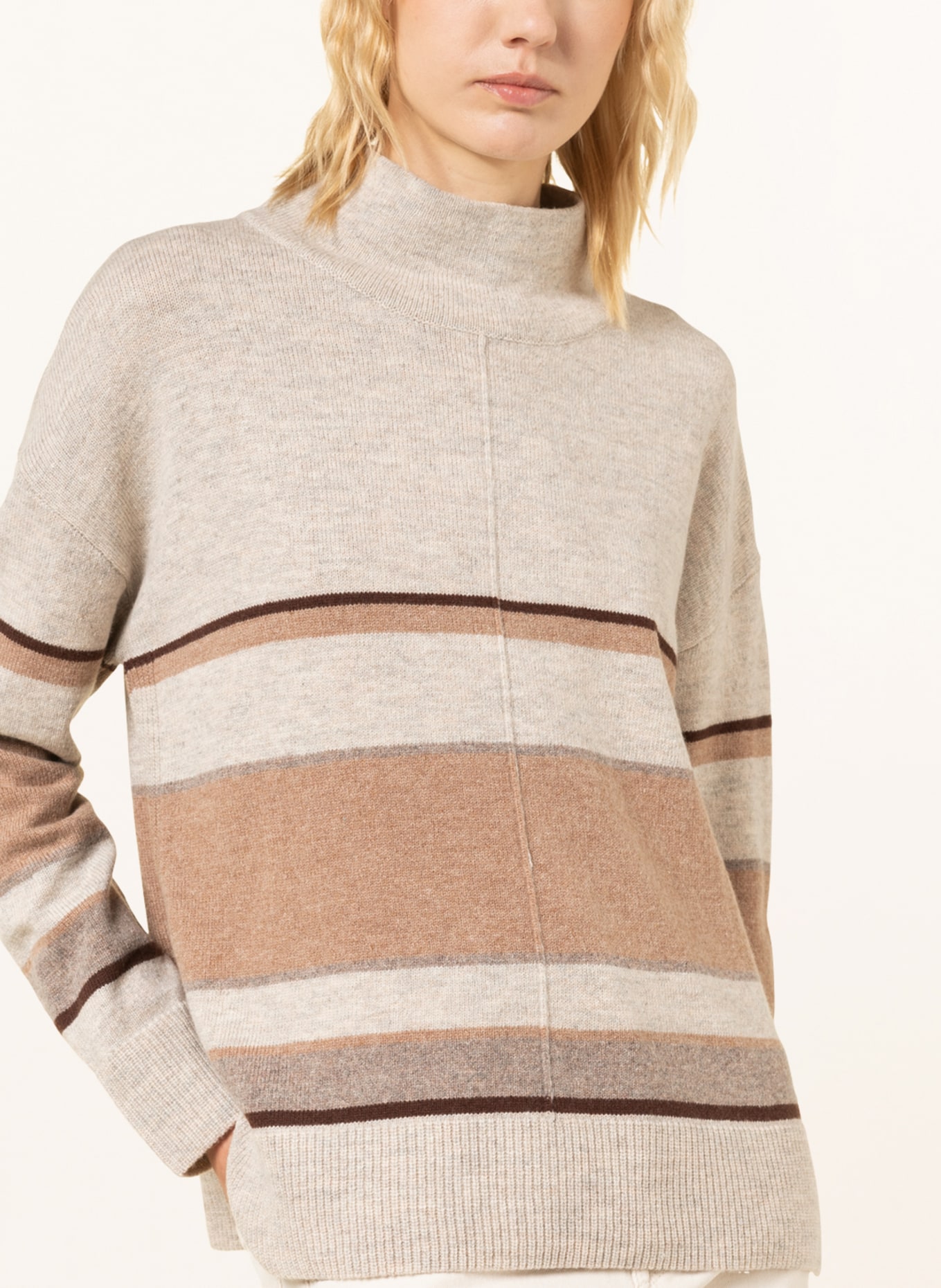 oui Sweater, Color: BEIGE/ ECRU/ DARK BROWN (Image 4)