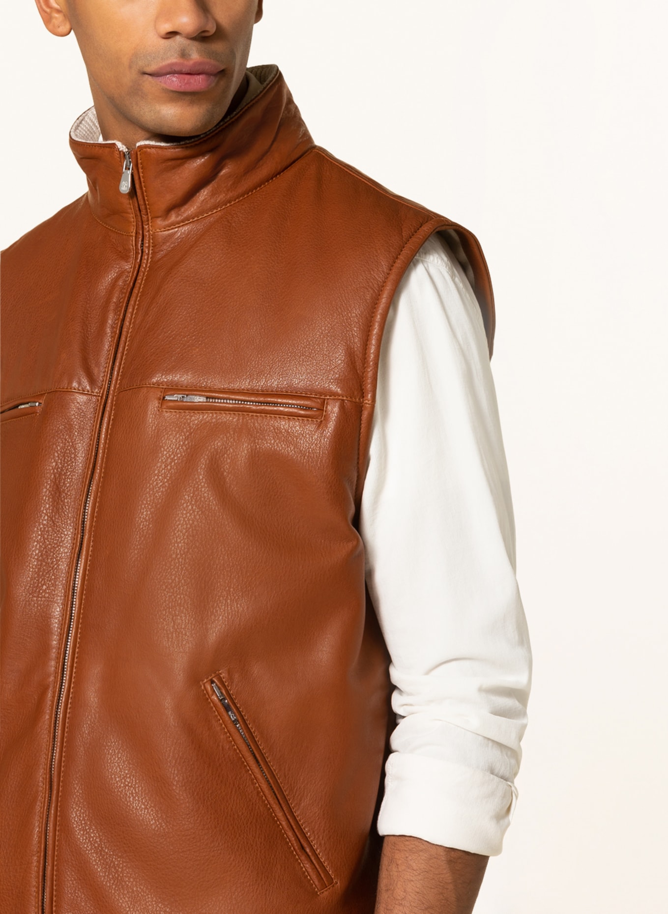 BRUNELLO CUCINELLI Leather vest , Color: COGNAC (Image 4)