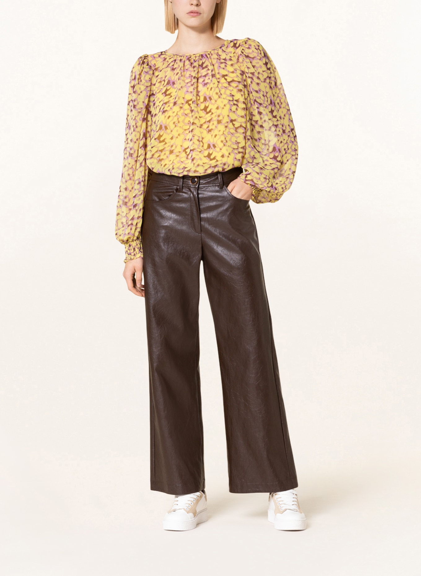 summum woman Shirt blouse, Color: YELLOW/ LIGHT PURPLE/ BROWN (Image 2)