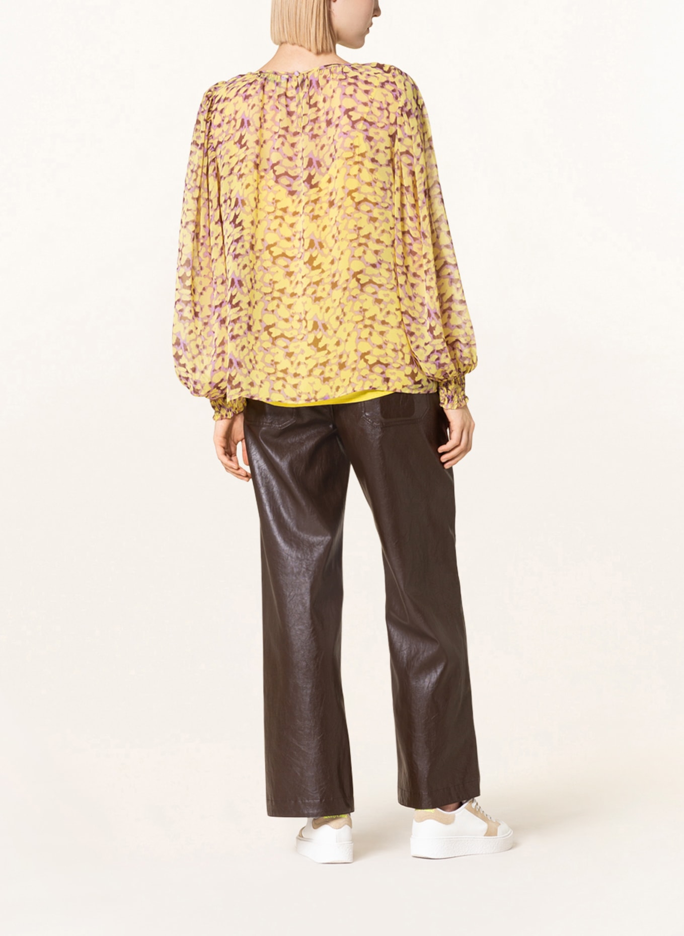 summum woman Shirt blouse, Color: YELLOW/ LIGHT PURPLE/ BROWN (Image 3)