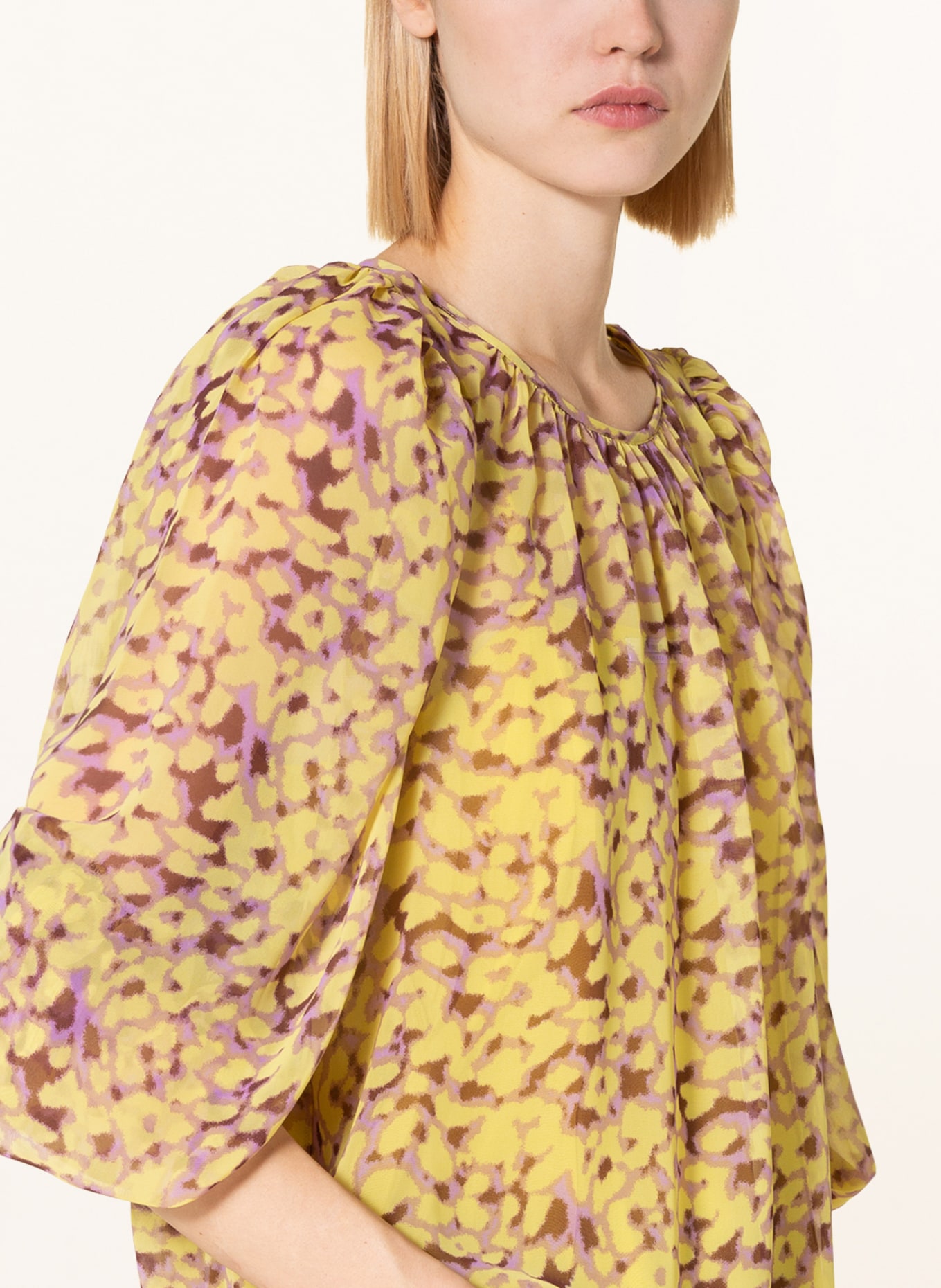 summum woman Shirt blouse, Color: YELLOW/ LIGHT PURPLE/ BROWN (Image 4)