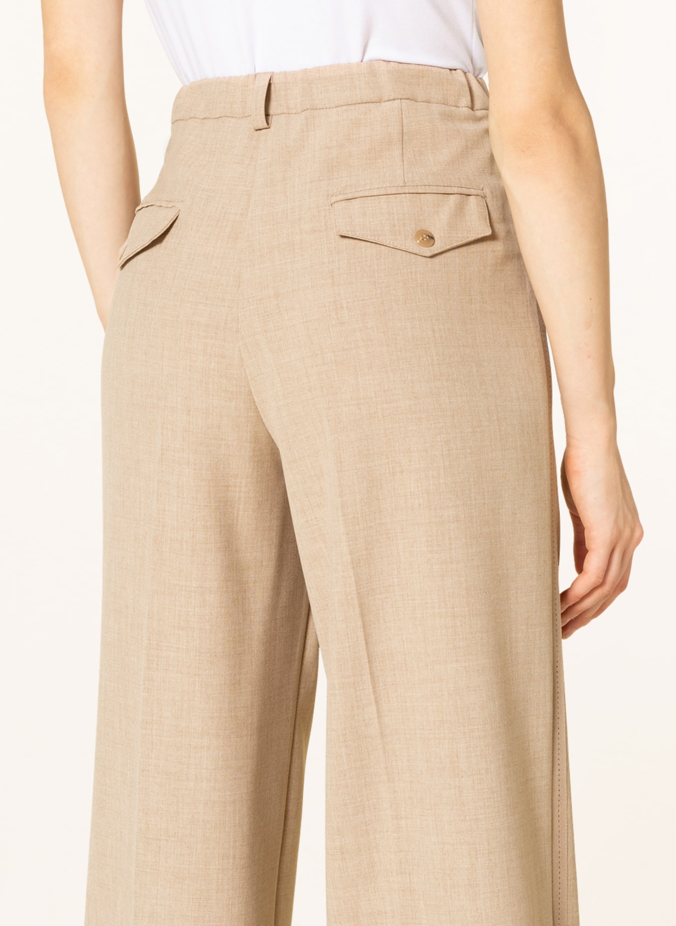 summum woman Wide leg trousers with tuxedo stripes, Color: CAMEL (Image 5)
