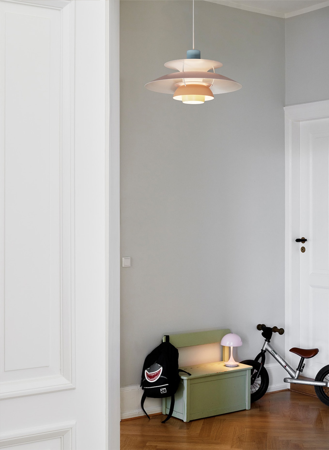 louis poulsen Pendelleuchte PH 5: BLAU / ROSA / HELLORANGE