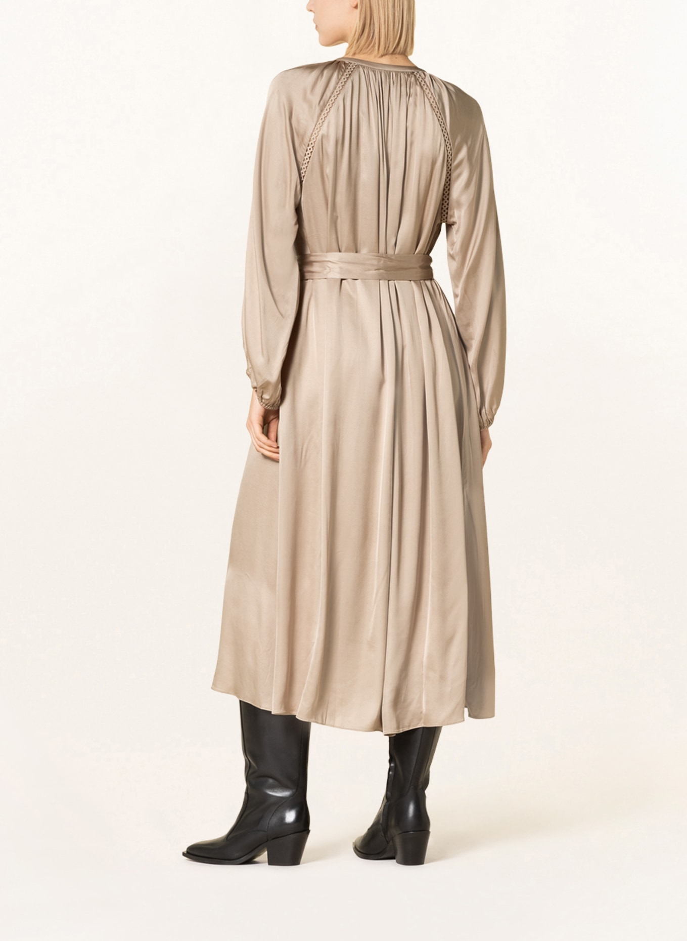 summum woman Satin dress with lace, Color: TAUPE (Image 3)