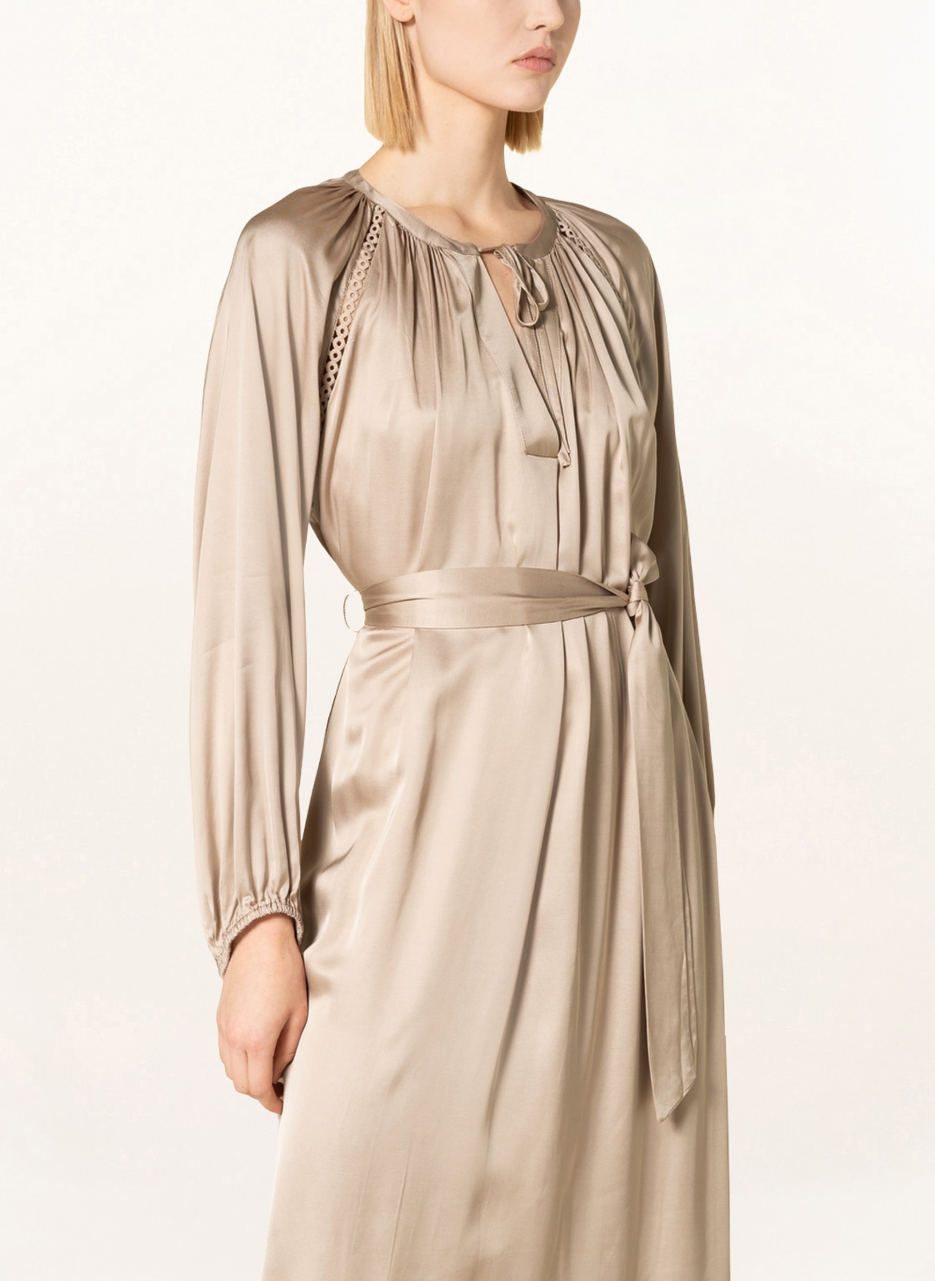 summum woman Satin dress with lace, Color: TAUPE (Image 4)