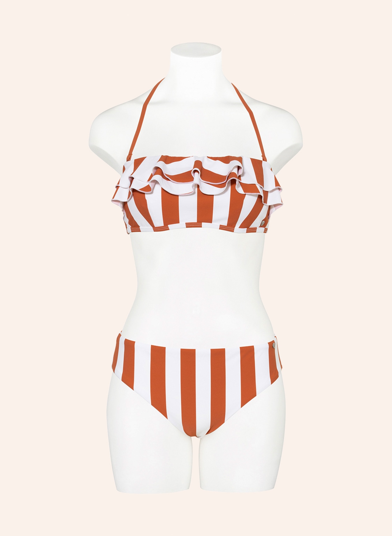SHORT STORIES High waist bikini bottoms , Color: WHITE/ DARK ORANGE (Image 2)