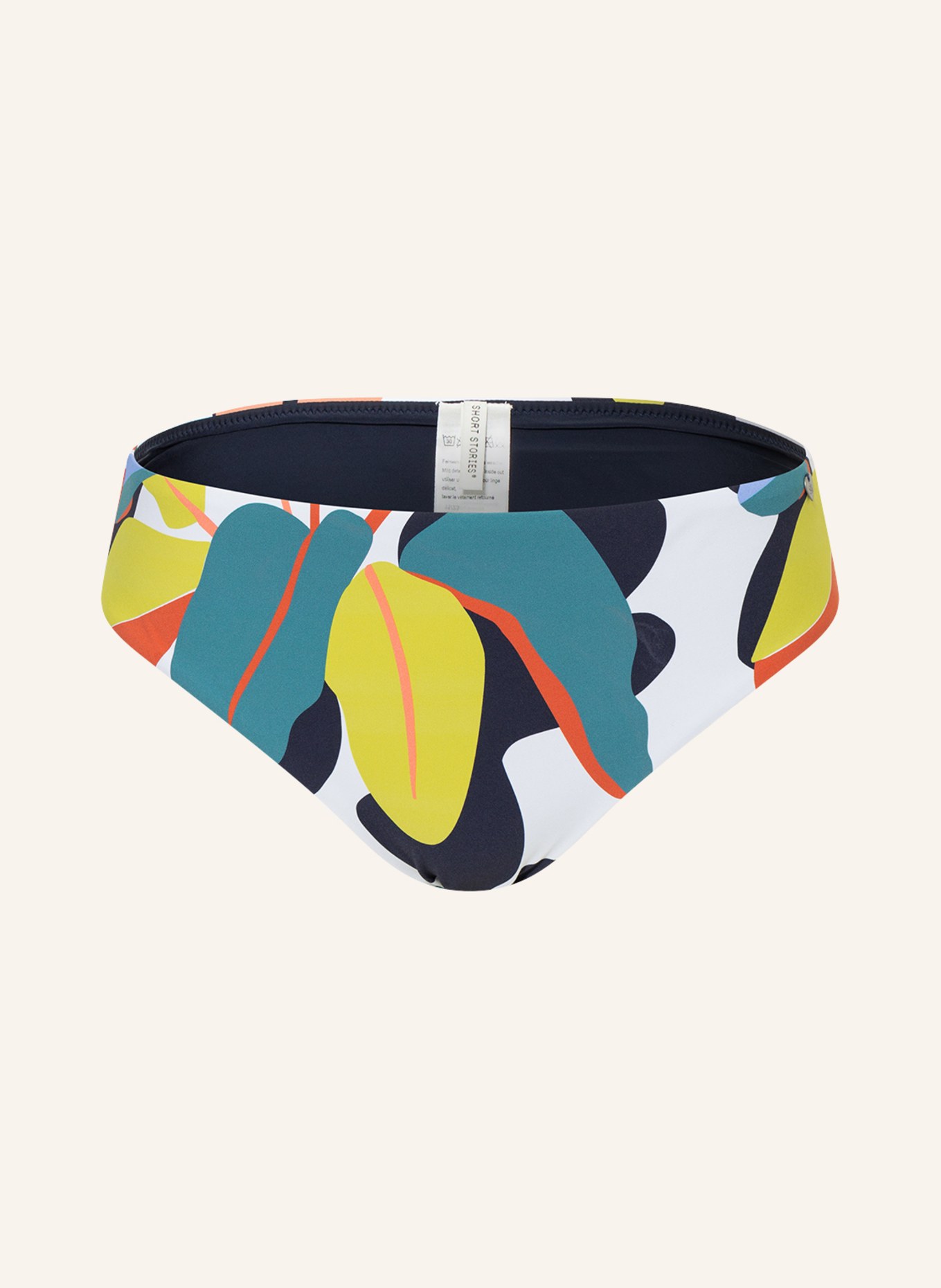 SHORT STORIES High waist bikini bottoms, Color: TEAL/ DARK ORANGE/ WHITE (Image 1)