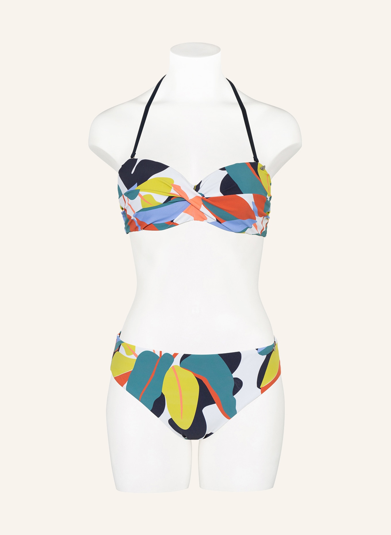 SHORT STORIES High waist bikini bottoms, Color: TEAL/ DARK ORANGE/ WHITE (Image 2)