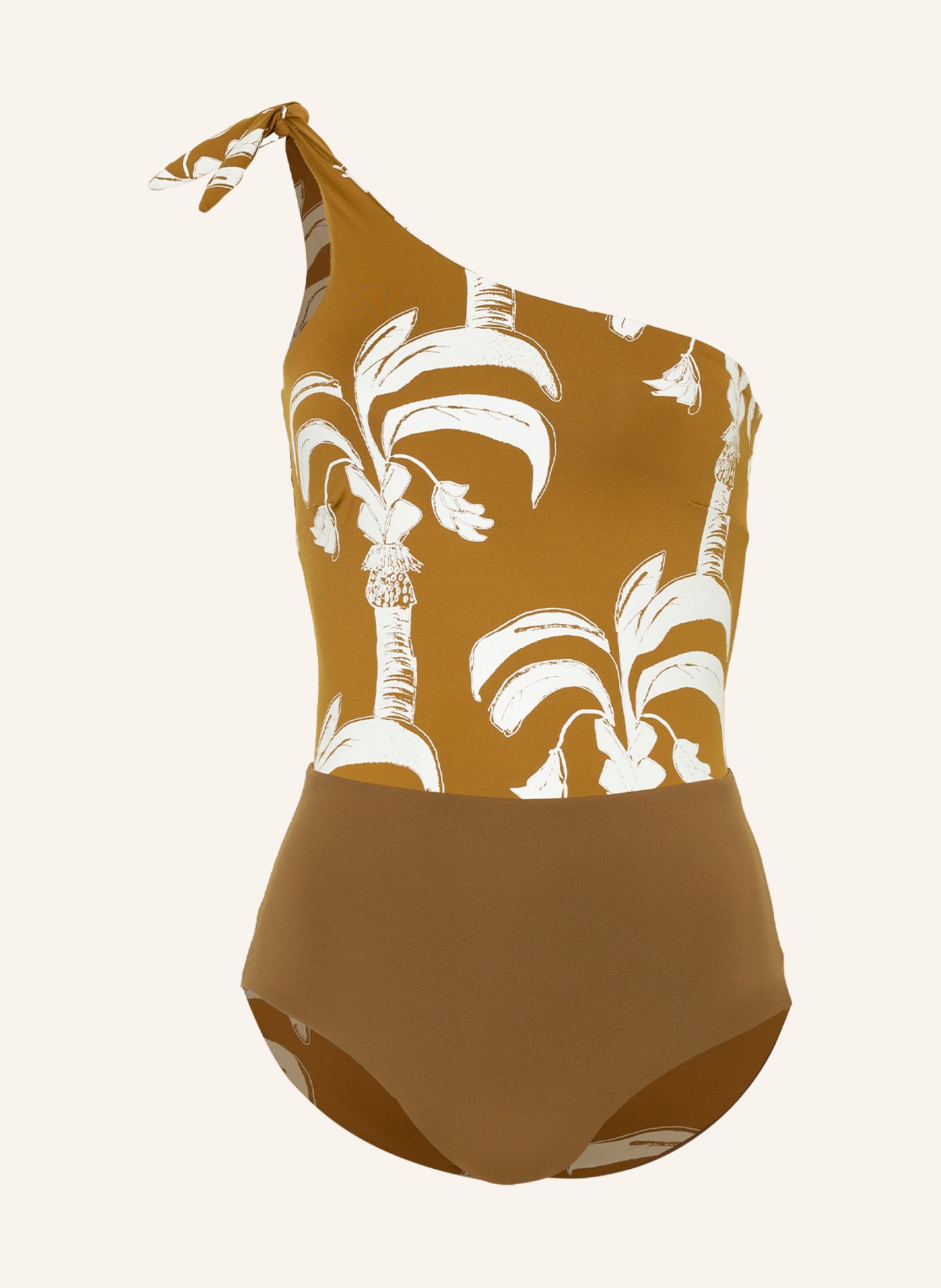 MYMARINI One-shoulder swimsuit HOLIDAY reversible , Color: LIGHT BROWN/ WHITE (Image 1)