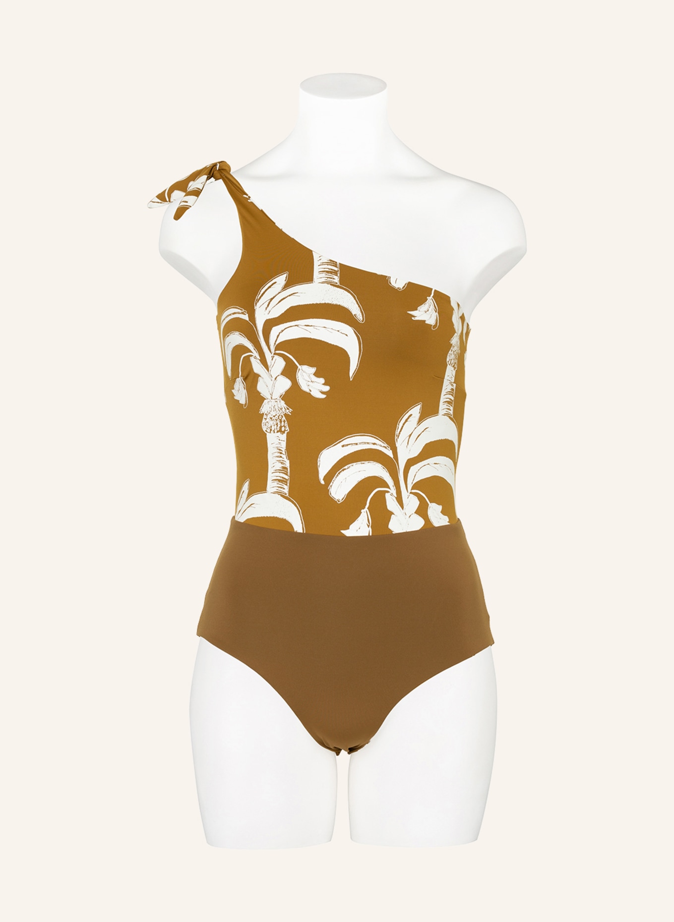 MYMARINI One-shoulder swimsuit HOLIDAY reversible , Color: LIGHT BROWN/ WHITE (Image 2)
