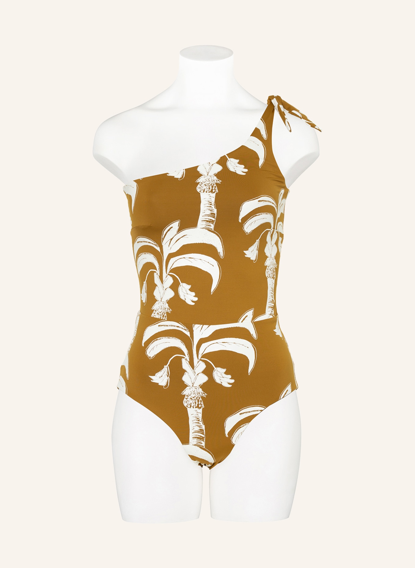 MYMARINI One-shoulder swimsuit HOLIDAY reversible , Color: LIGHT BROWN/ WHITE (Image 3)