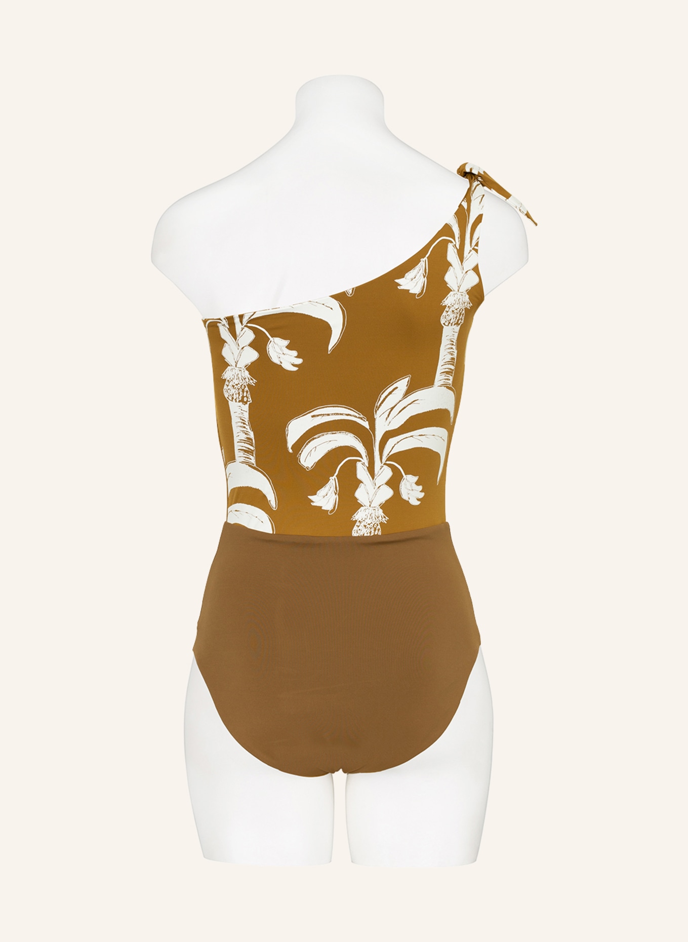 MYMARINI One-shoulder swimsuit HOLIDAY reversible , Color: LIGHT BROWN/ WHITE (Image 4)