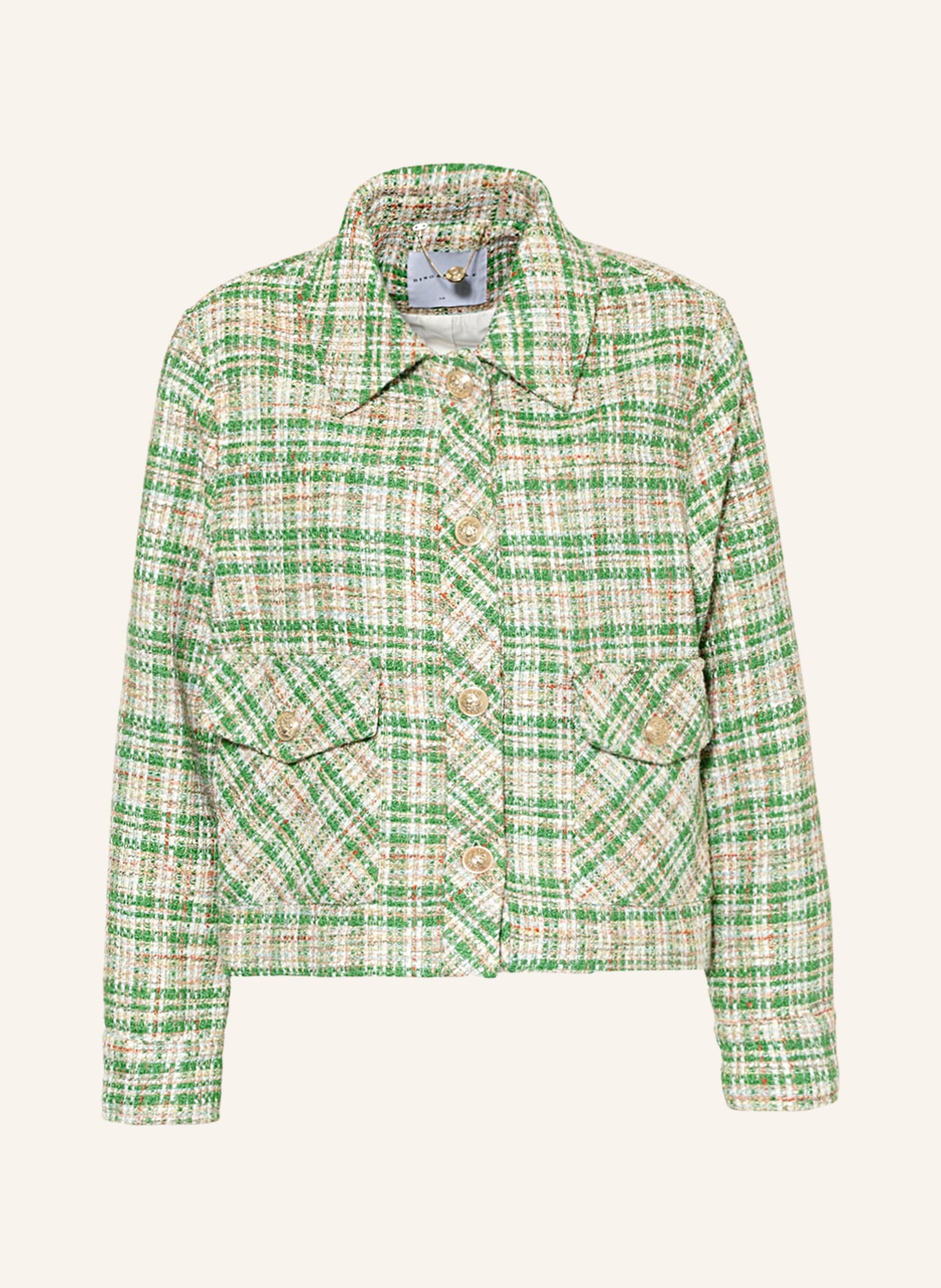 RINO & PELLE Boxy jacket SEANNA , Color: GREEN/ WHITE/ LIGHT YELLOW (Image 1)