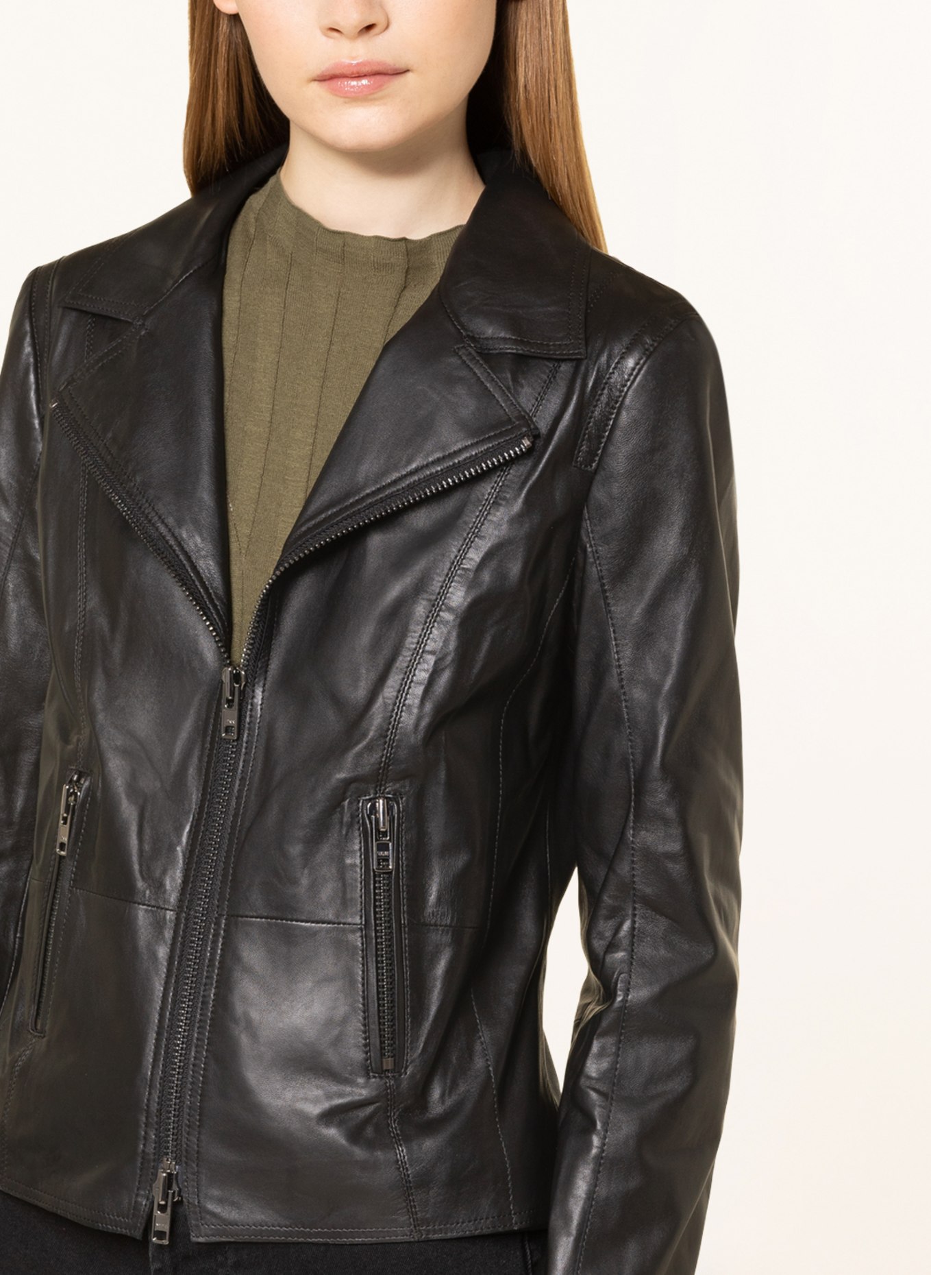 SCHYIA Leather jacket KIRA , Color: BLACK (Image 4)