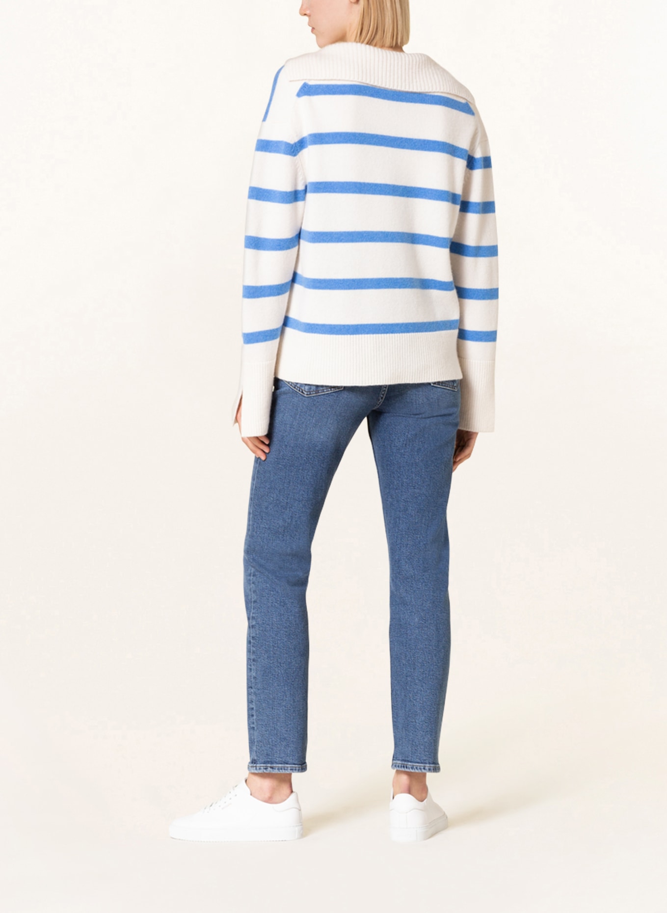 (THE MERCER) N.Y. Cashmere sweater , Color: CREAM/ BLUE (Image 3)