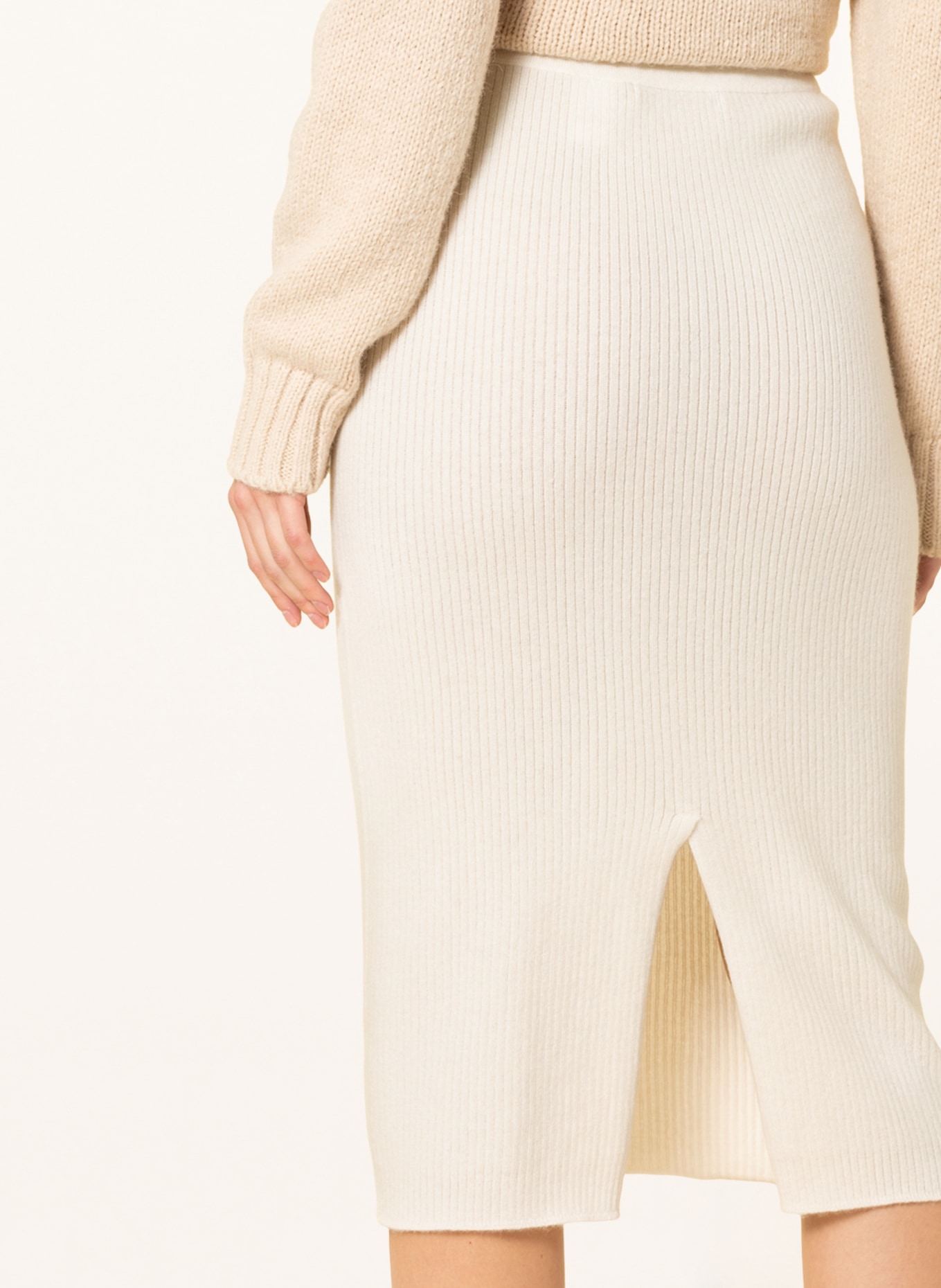 (THE MERCER) N.Y. Knit skirt in cashmere, Color: ECRU (Image 4)