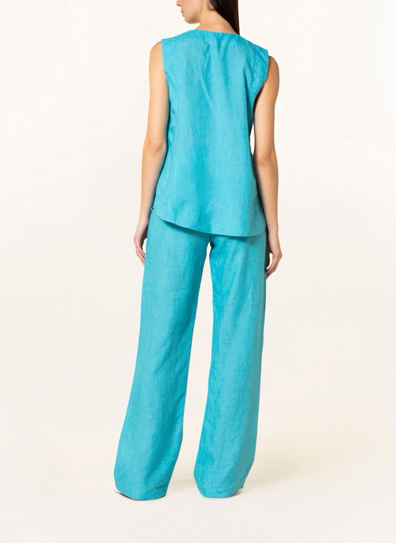 (THE MERCER) N.Y. Blouse top made of linen, Color: TURQUOISE (Image 3)