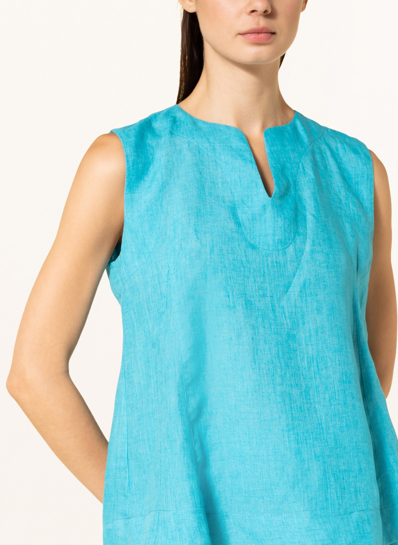 (THE MERCER) N.Y. Blouse top made of linen, Color: TURQUOISE (Image 4)
