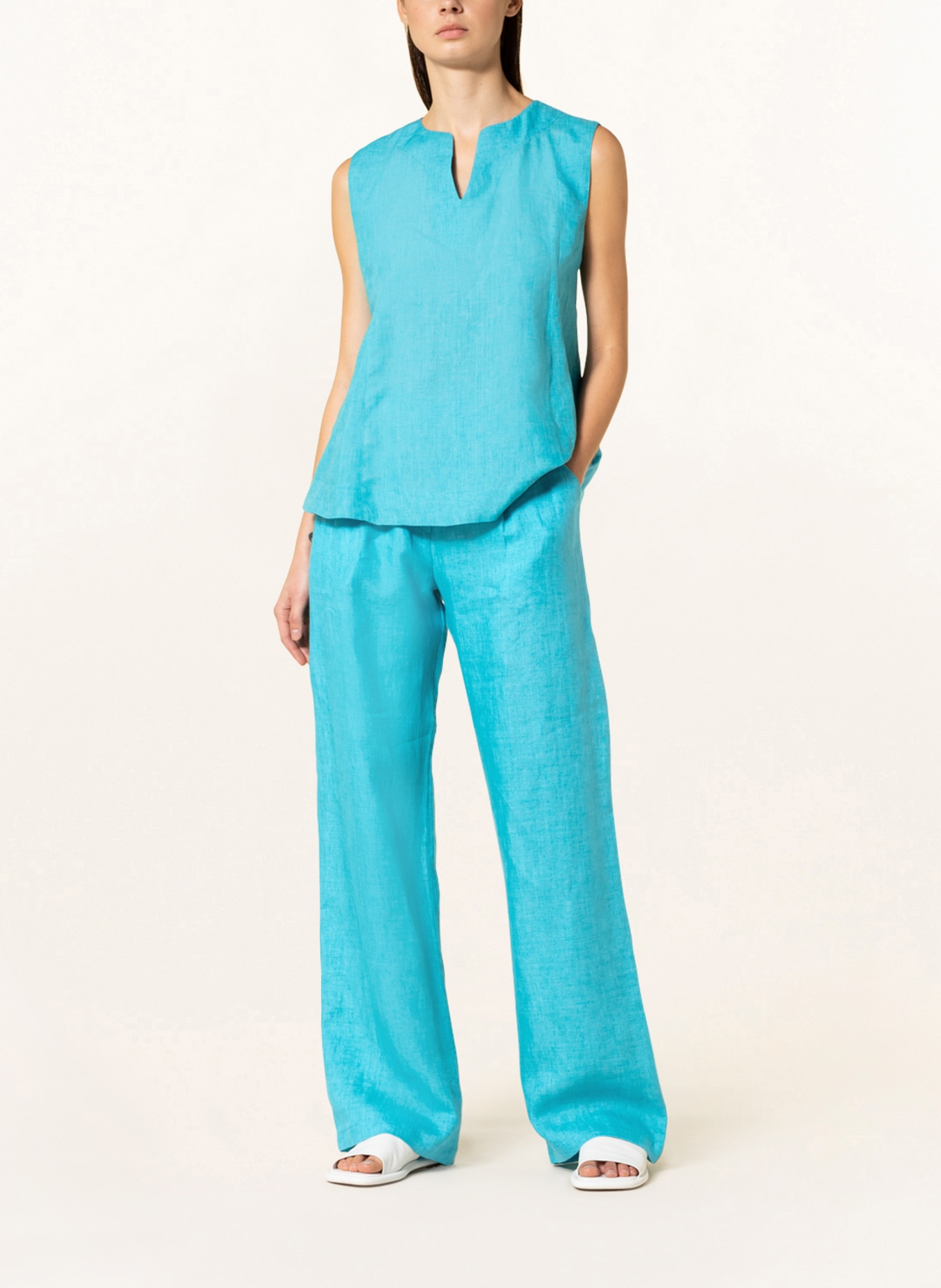(THE MERCER) N.Y. Linen pants , Color: TURQUOISE (Image 2)